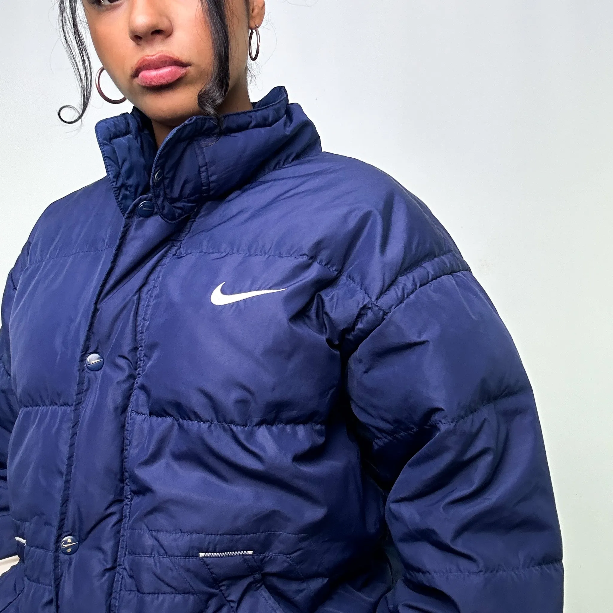 Navy Blue 90s NIKE Puffer Jacket Coat (L)