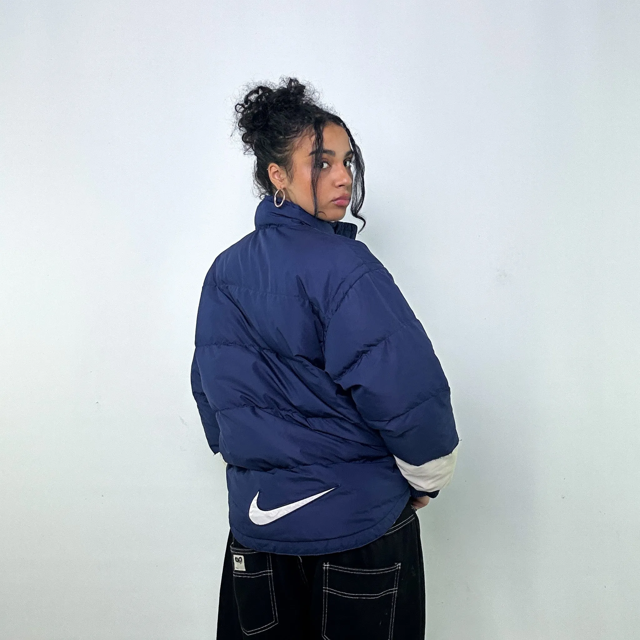 Navy Blue 90s NIKE Puffer Jacket Coat (L)