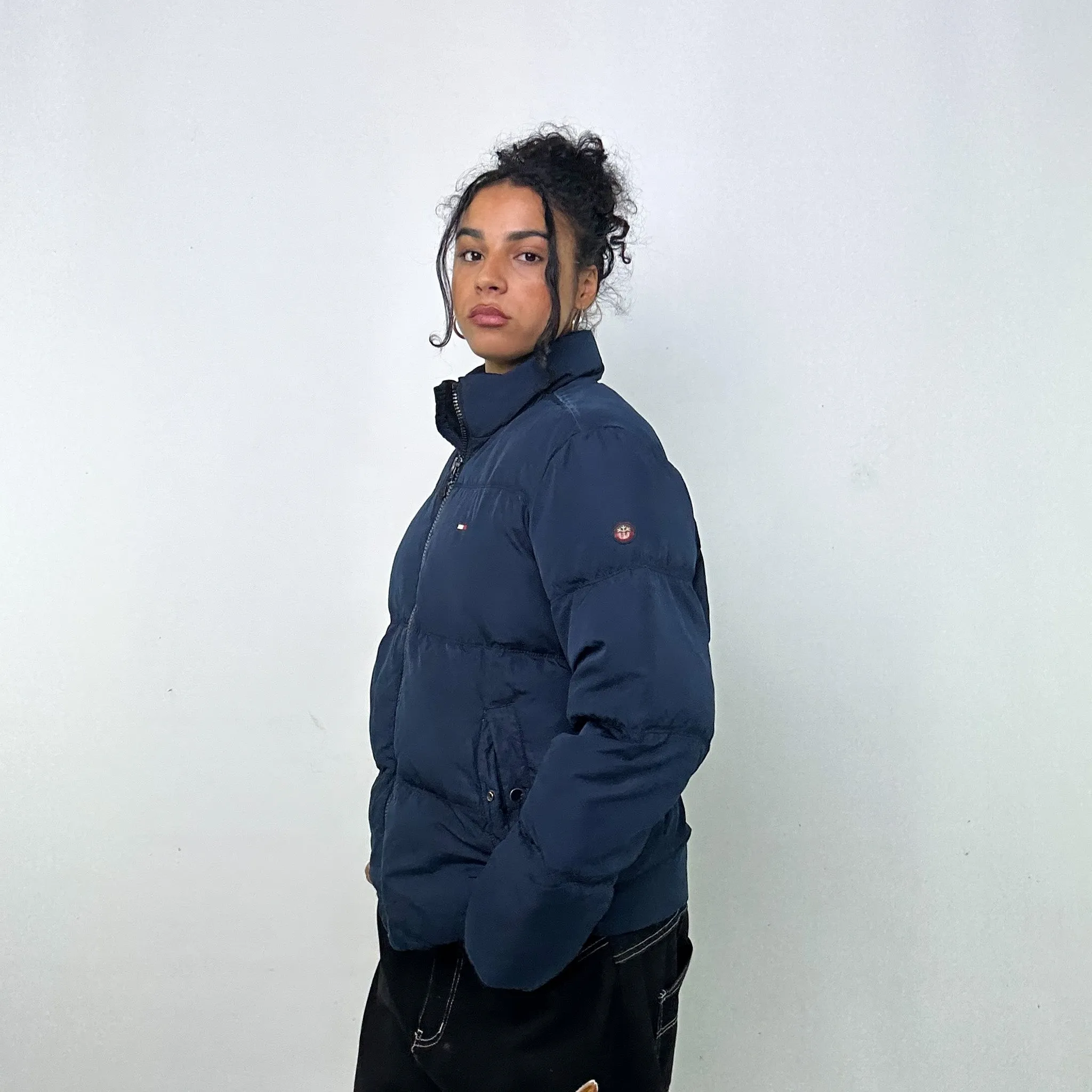 NAVY BLUE 90S TOMMY HILFIGER PUFFER JACKET COAT (