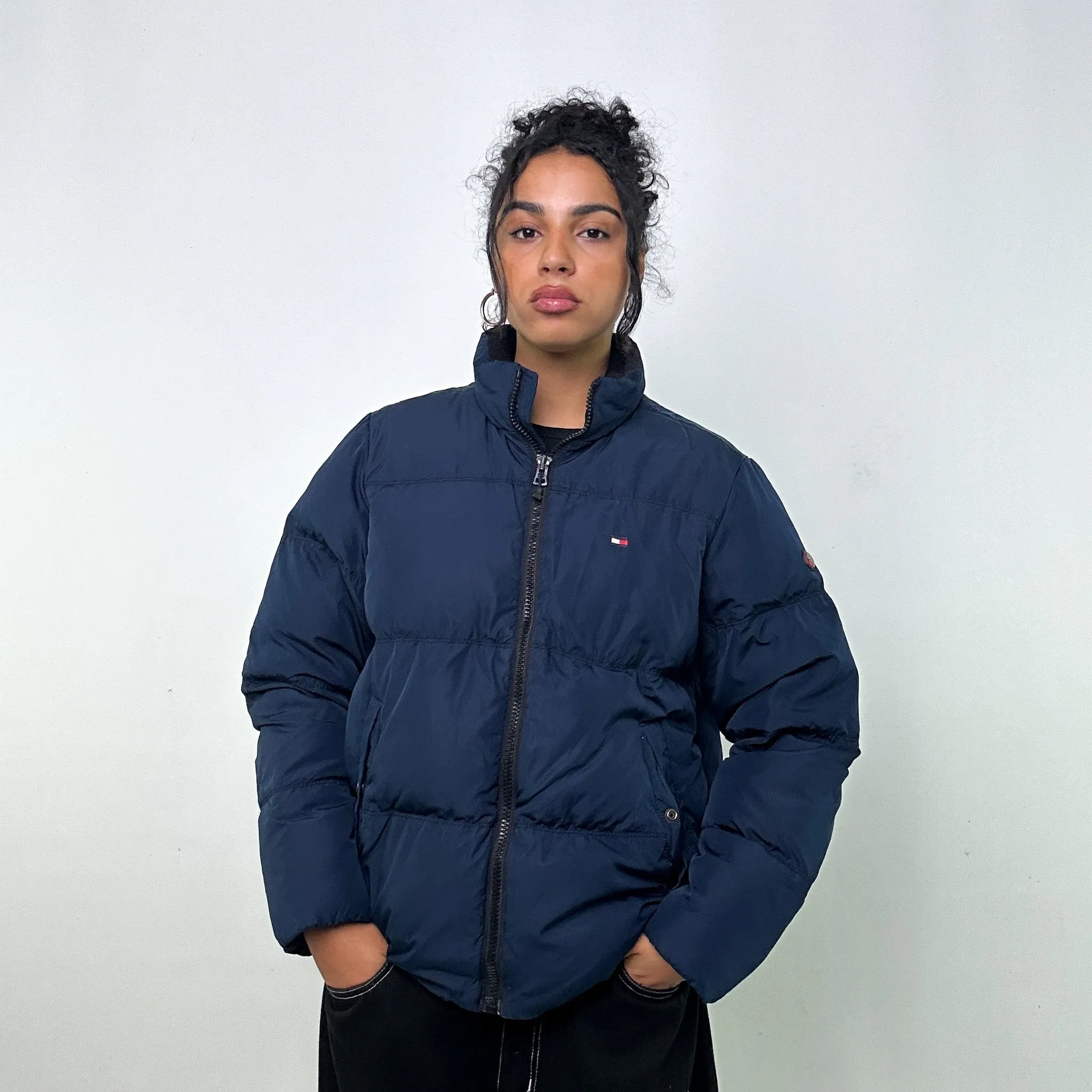 NAVY BLUE 90S TOMMY HILFIGER PUFFER JACKET COAT (