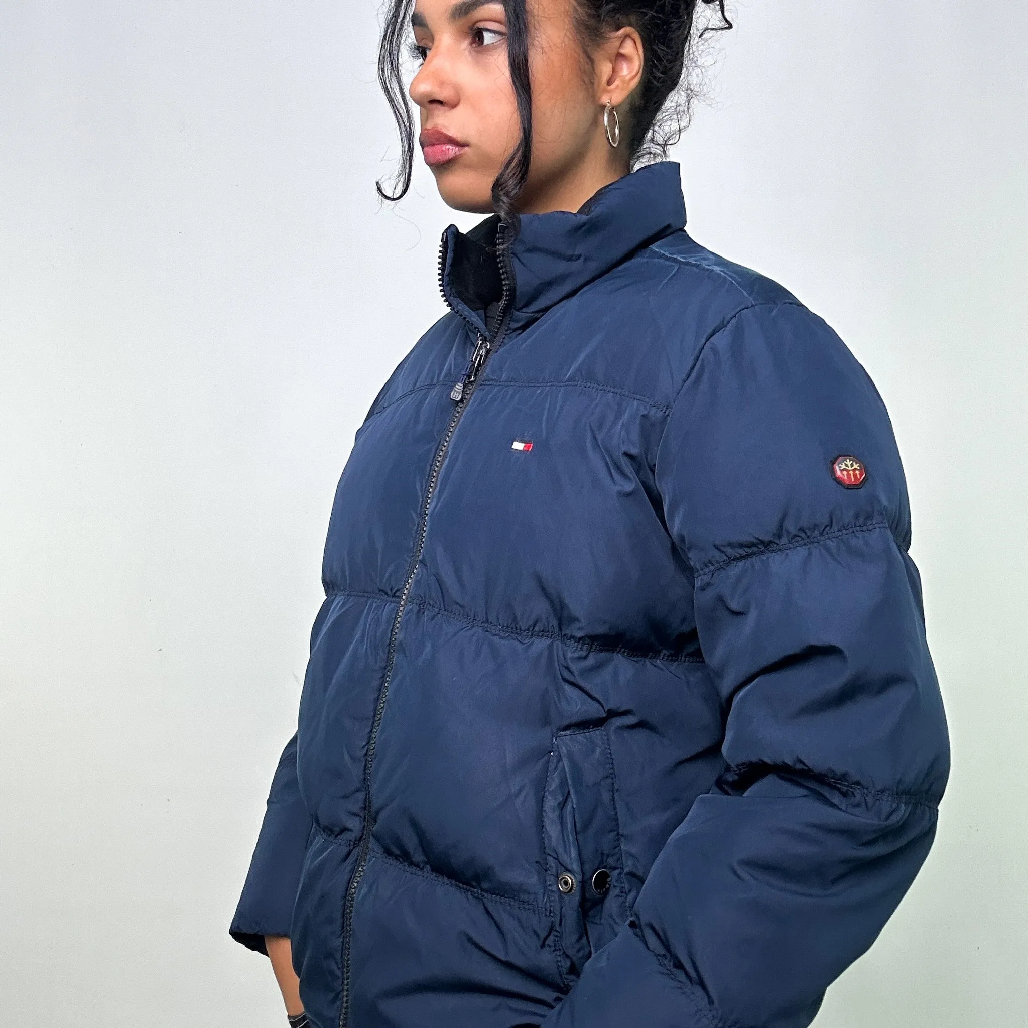 NAVY BLUE 90S TOMMY HILFIGER PUFFER JACKET COAT (