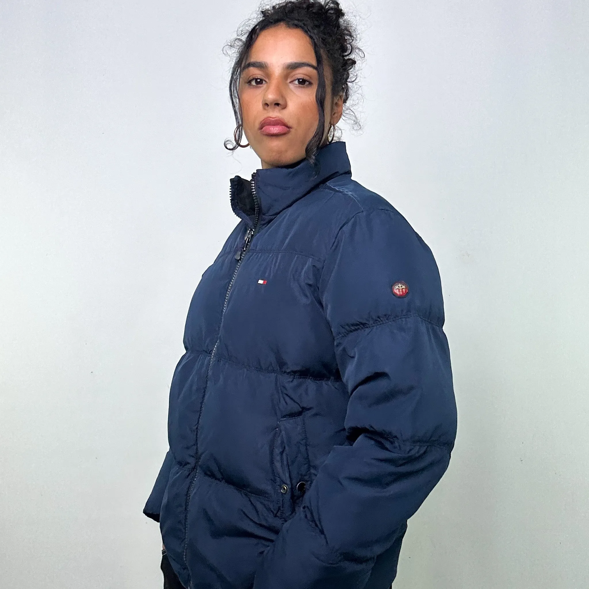 NAVY BLUE 90S TOMMY HILFIGER PUFFER JACKET COAT (