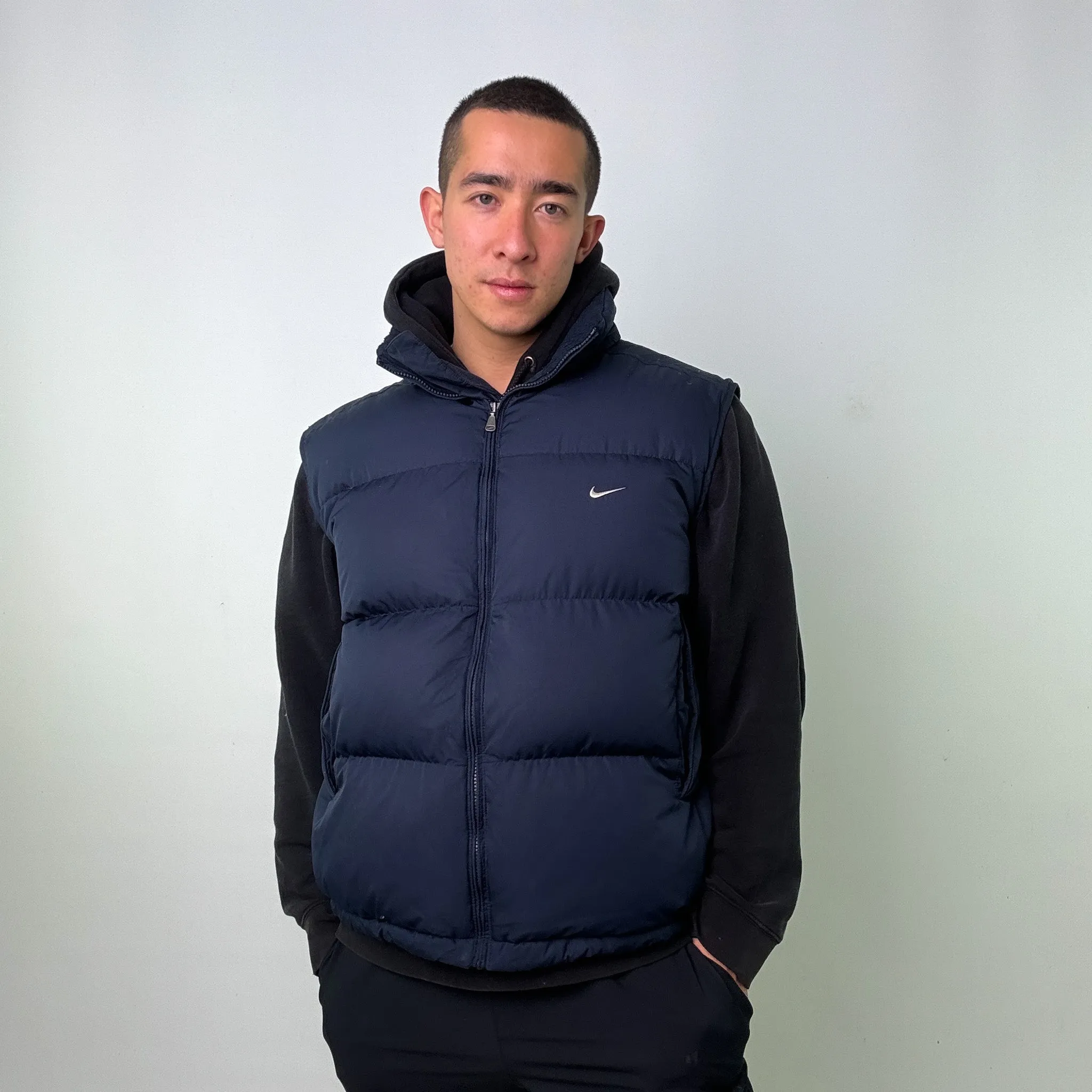 Navy Blue y2ks NIKE Puffer Jacket Coat Gilet (XL)