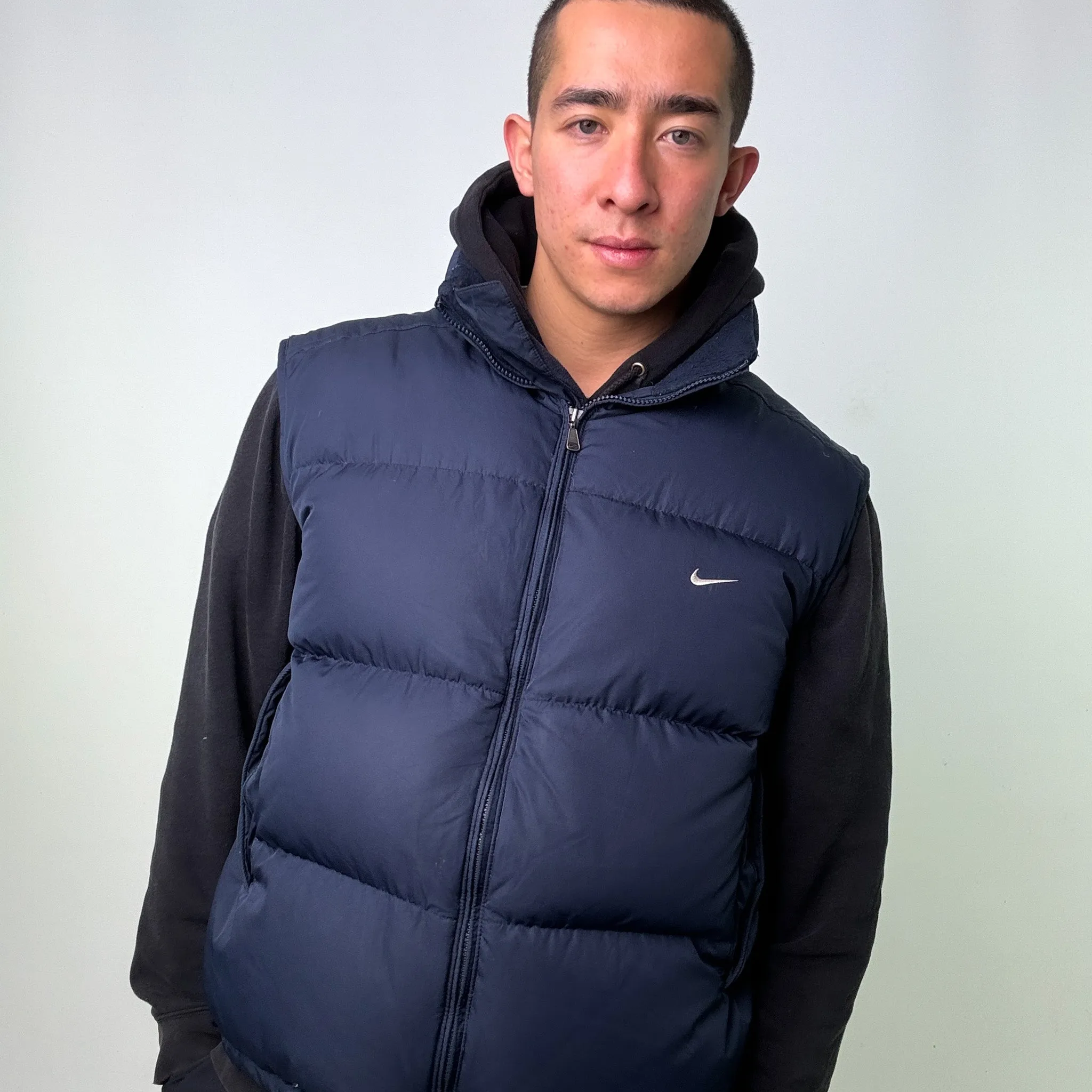 Navy Blue y2ks NIKE Puffer Jacket Coat Gilet (XL)