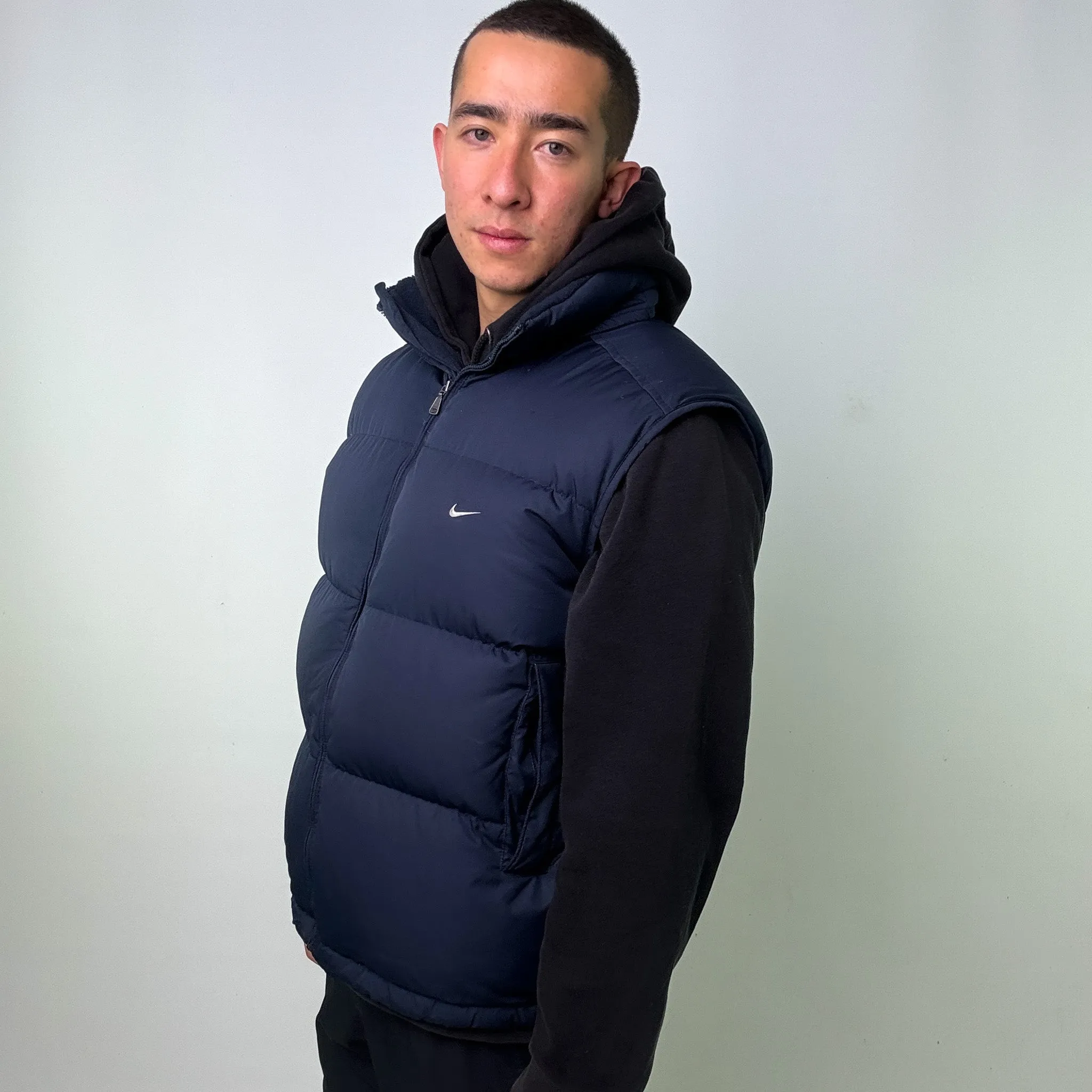 Navy Blue y2ks NIKE Puffer Jacket Coat Gilet (XL)