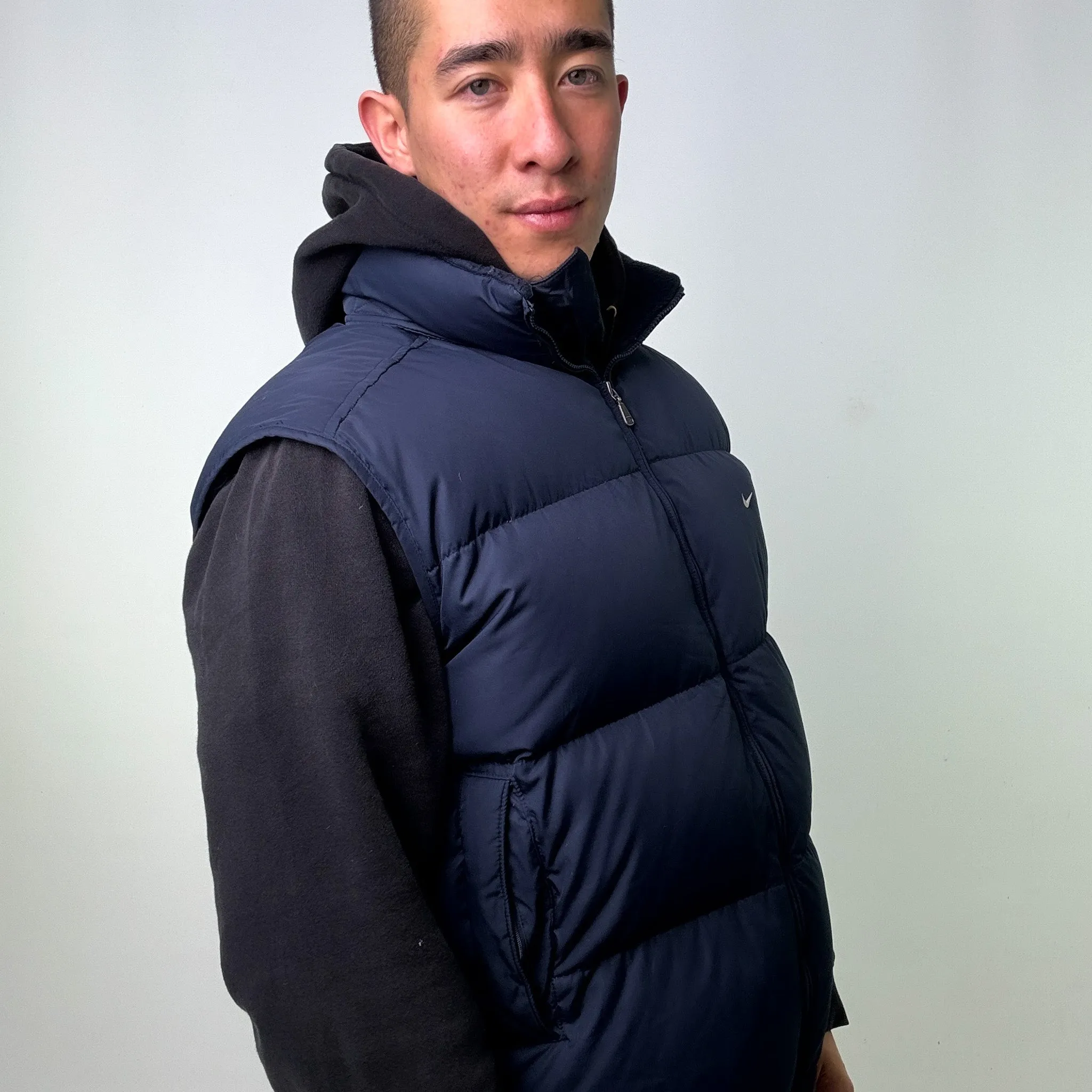 Navy Blue y2ks NIKE Puffer Jacket Coat Gilet (XL)