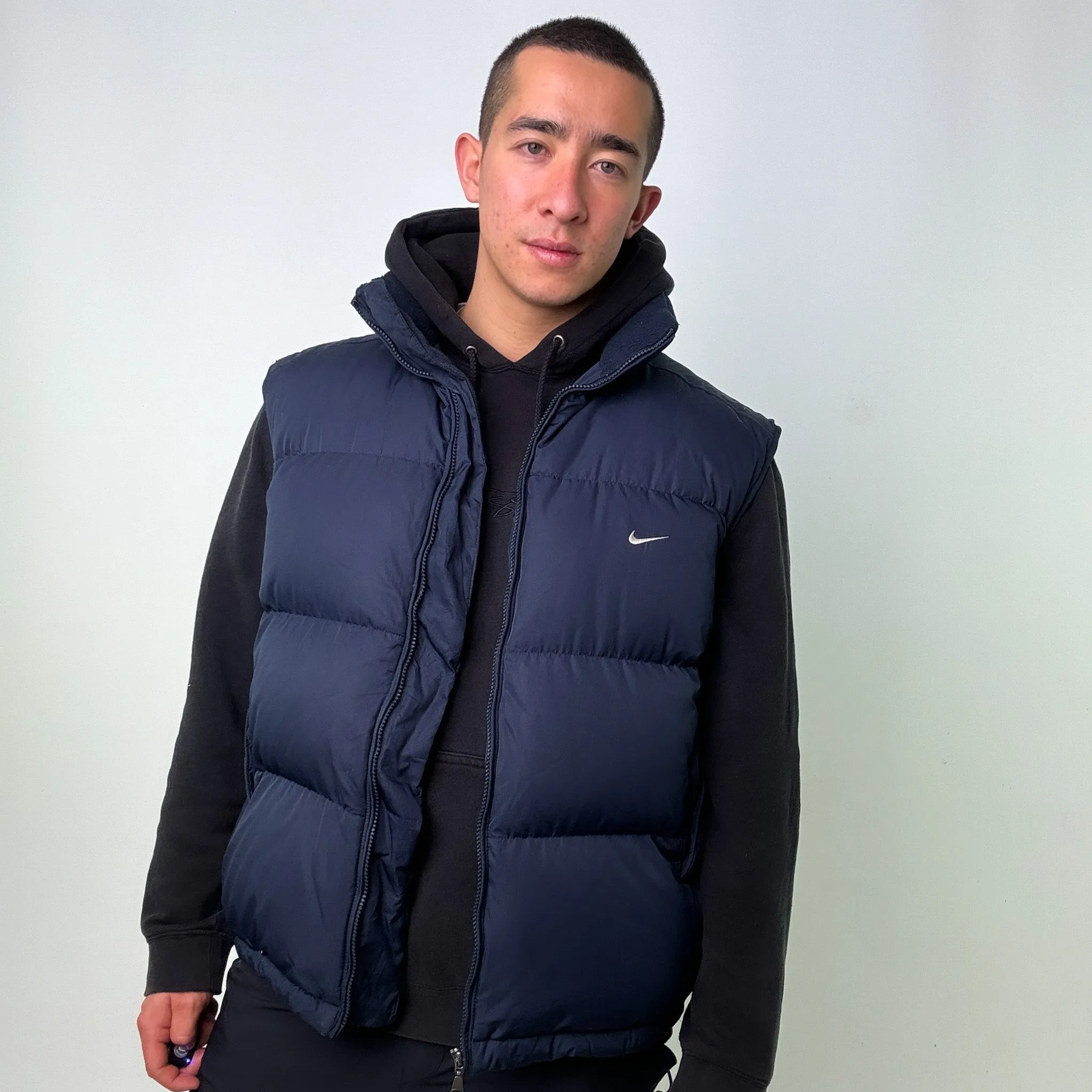 Navy Blue y2ks NIKE Puffer Jacket Coat Gilet (XL)