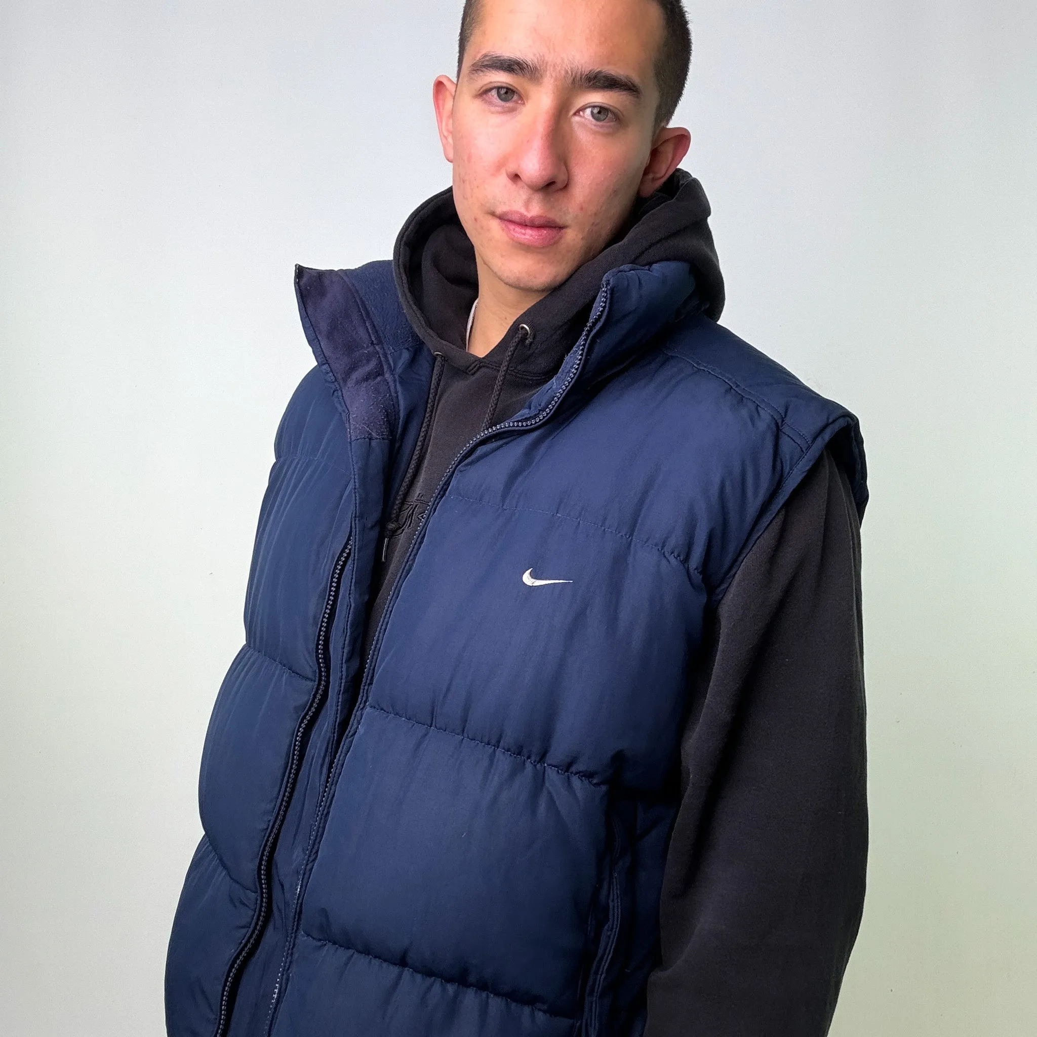 Navy Blue y2ks NIKE Puffer Jacket Coat Gilet (XXL)