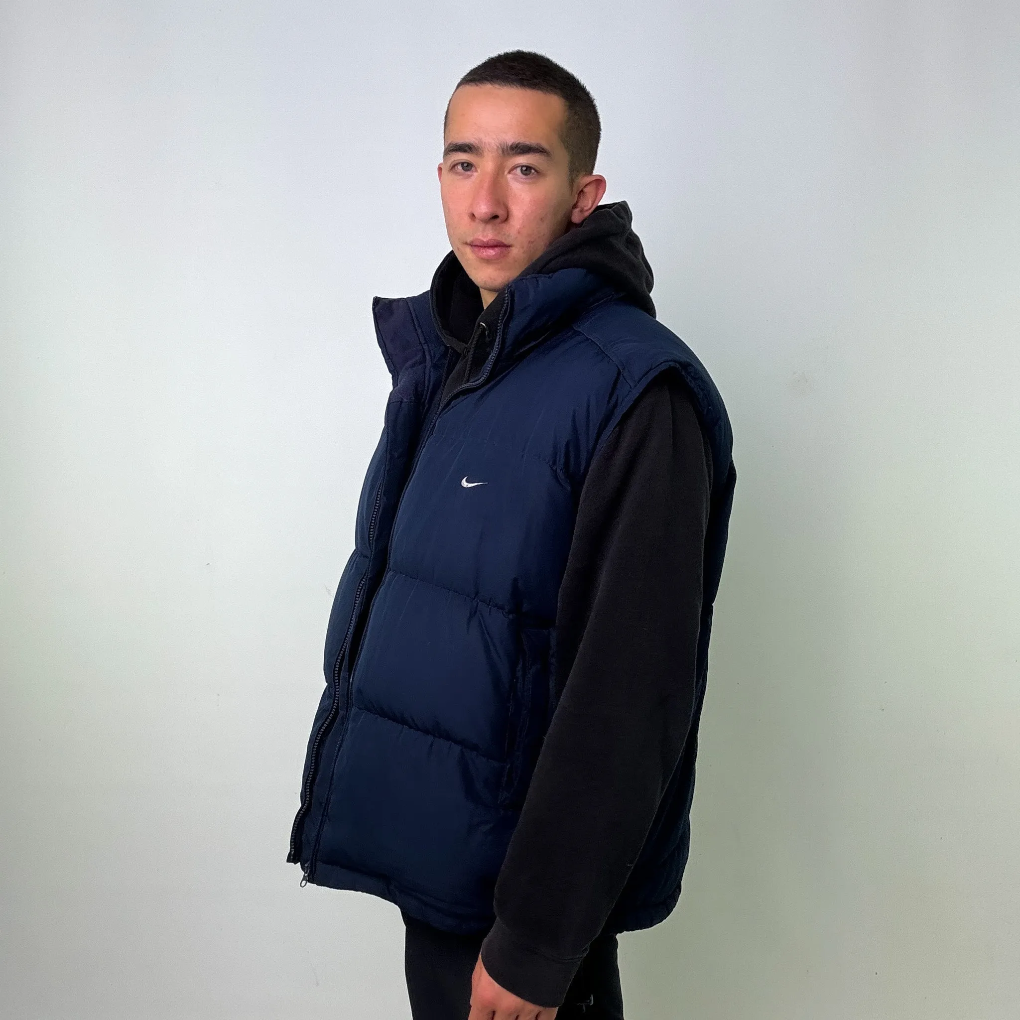 Navy Blue y2ks NIKE Puffer Jacket Coat Gilet (XXL)