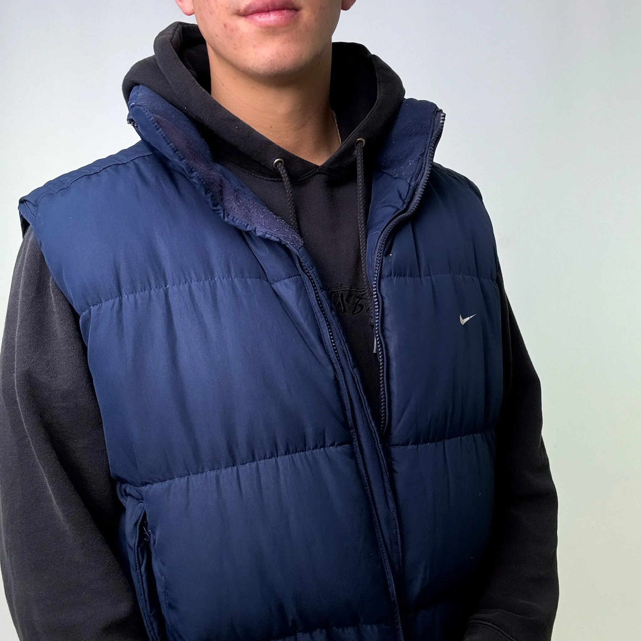 Navy Blue y2ks NIKE Puffer Jacket Coat Gilet (XXL)