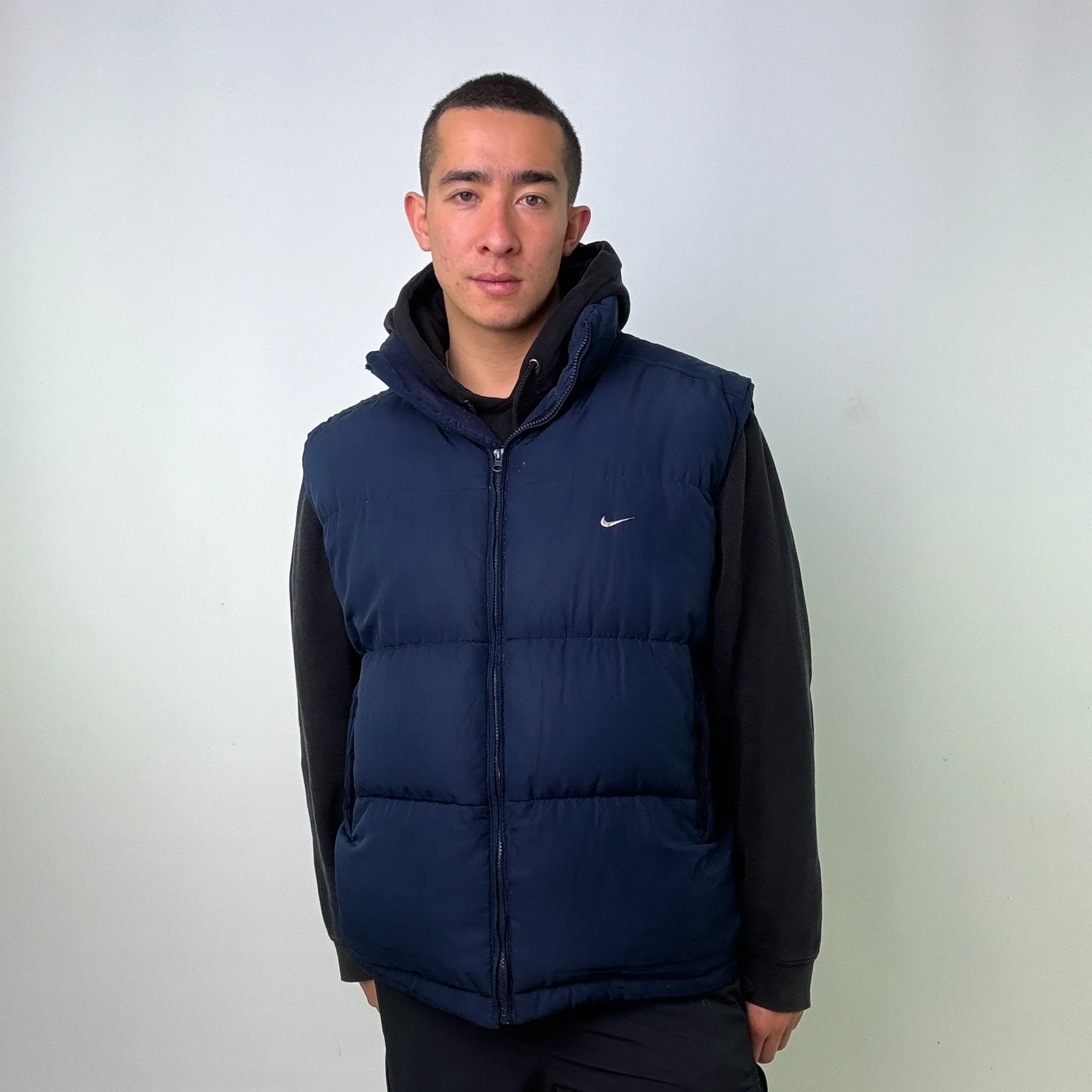 Navy Blue y2ks NIKE Puffer Jacket Coat Gilet (XXL)