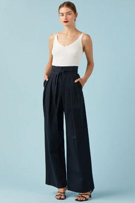 Navy Wide Leg Mick Trousers