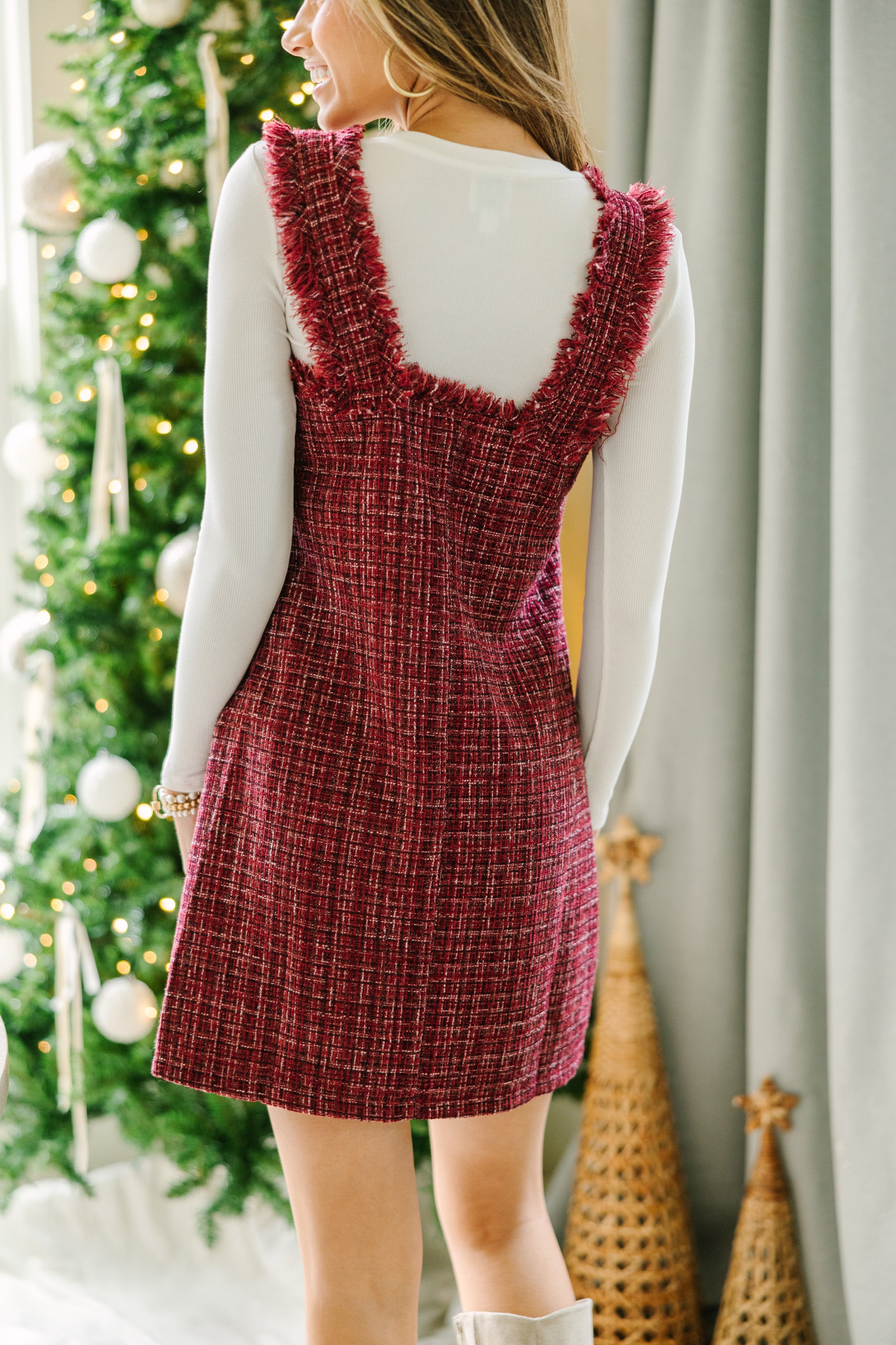 Need Your Love Red Tweed Dress