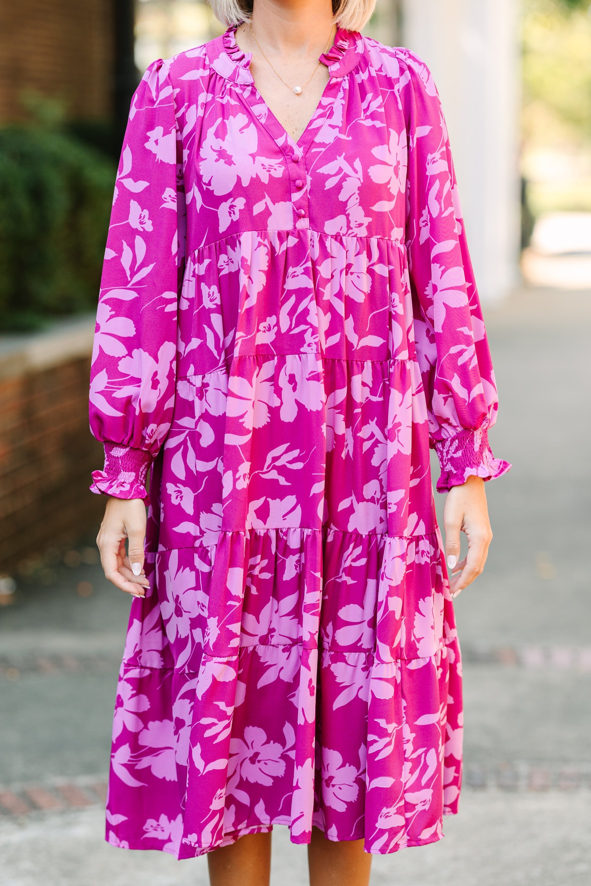 Never Leave You Behind Berry Purple Floral Midi Dress