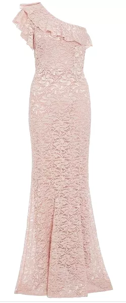 Nude Glitter Lace Maxi Dress