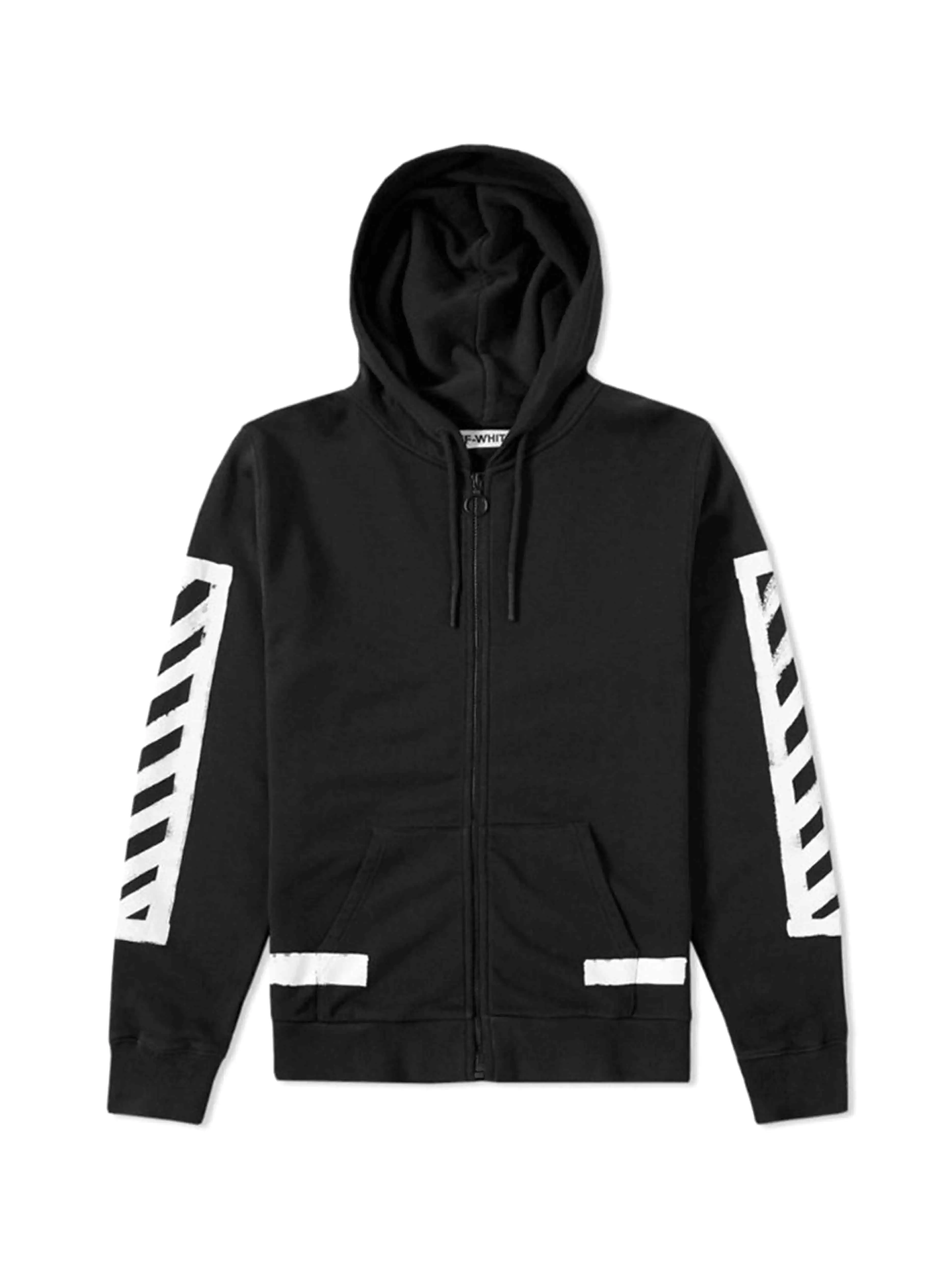 Off-White Brushed Diagonals Zip Up Hoodie Black