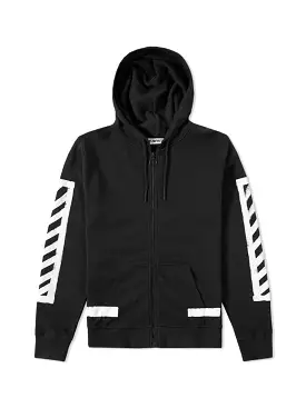 Off-White Brushed Diagonals Zip Up Hoodie Black