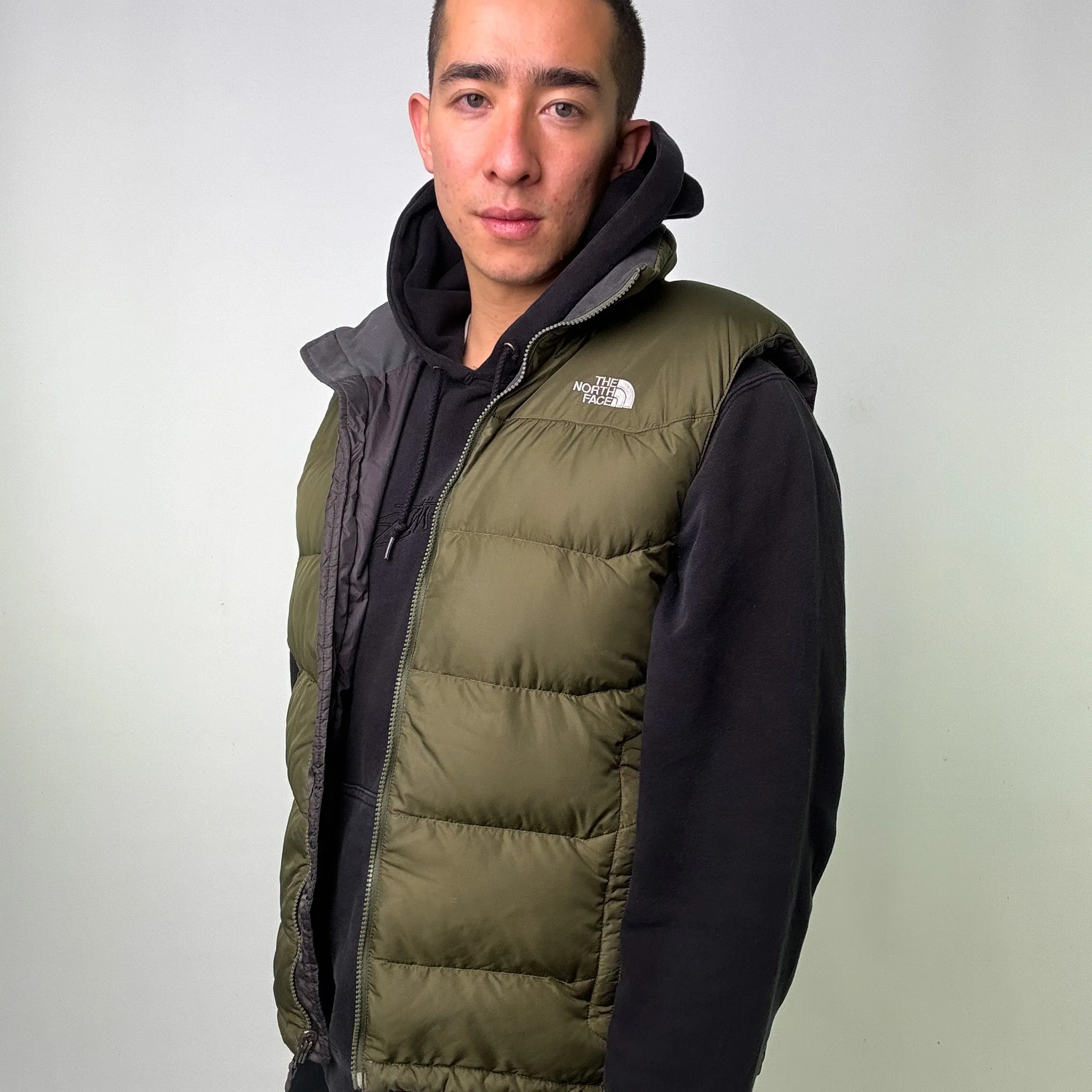 Olive Green y2ks The North Face 550 Series Puffer Jacket Coat Gilet (L)