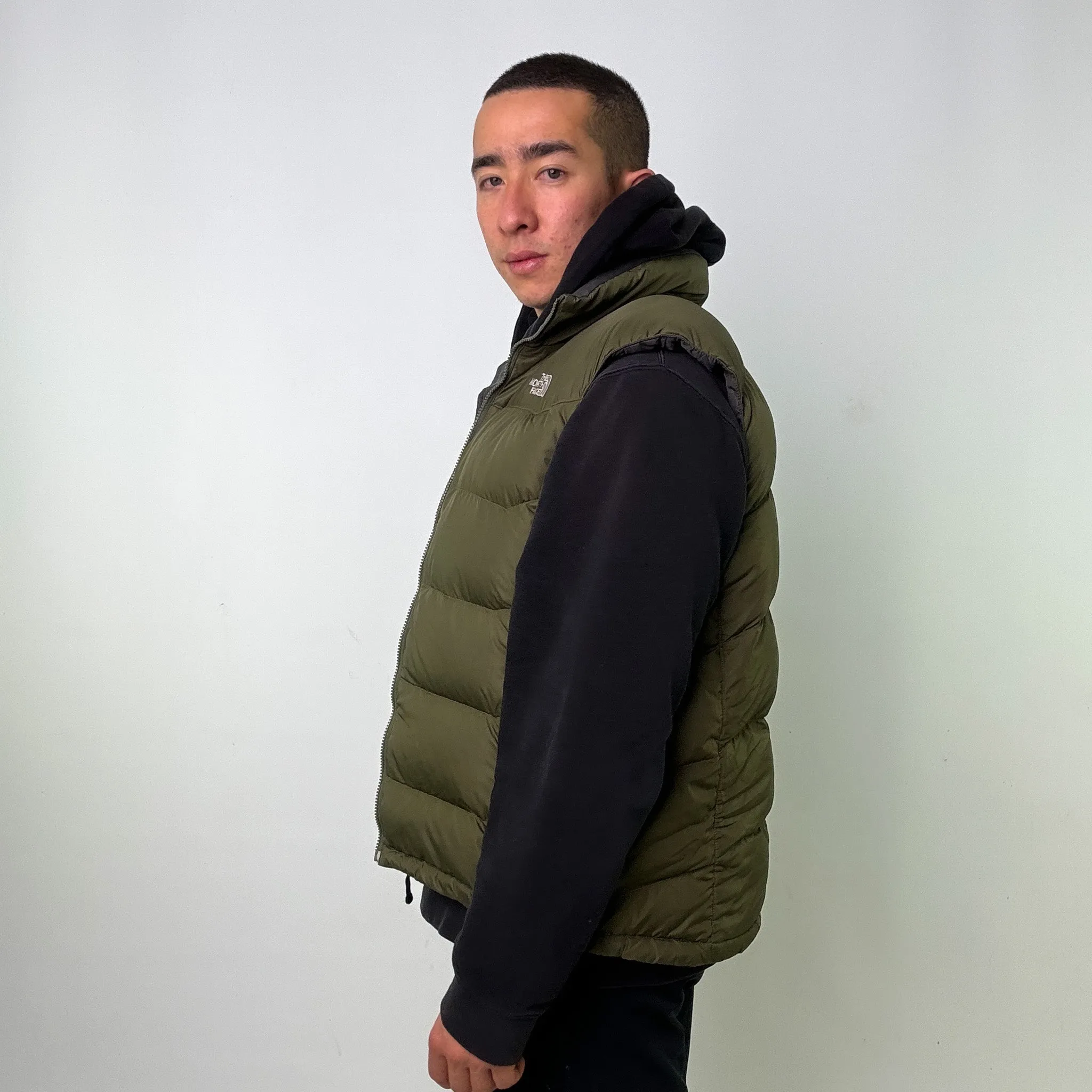 Olive Green y2ks The North Face 550 Series Puffer Jacket Coat Gilet (L)