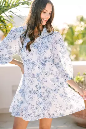 On Your Way Light Blue Floral Babydoll Dress