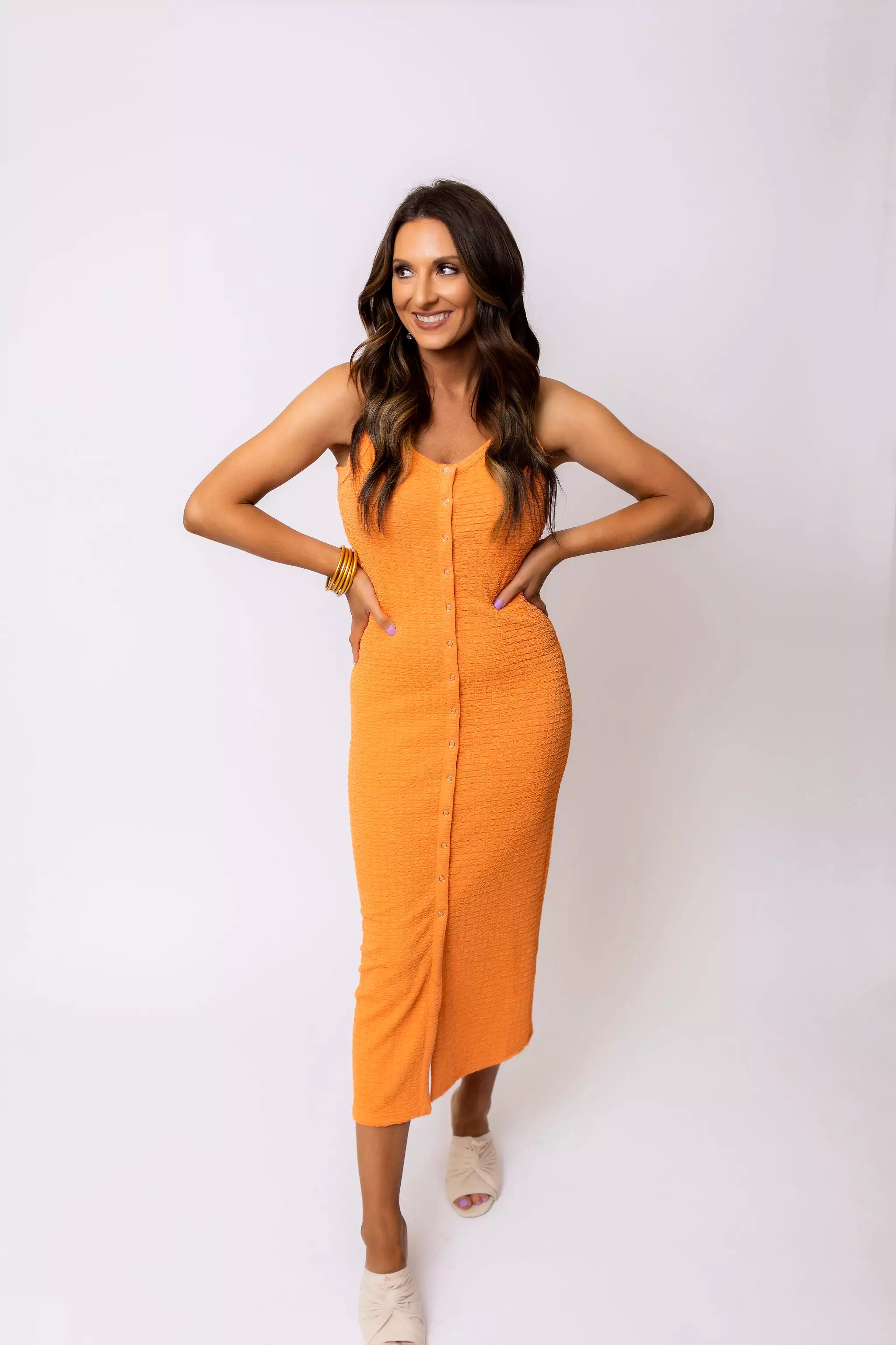 One More Day Midi Dress - Orange