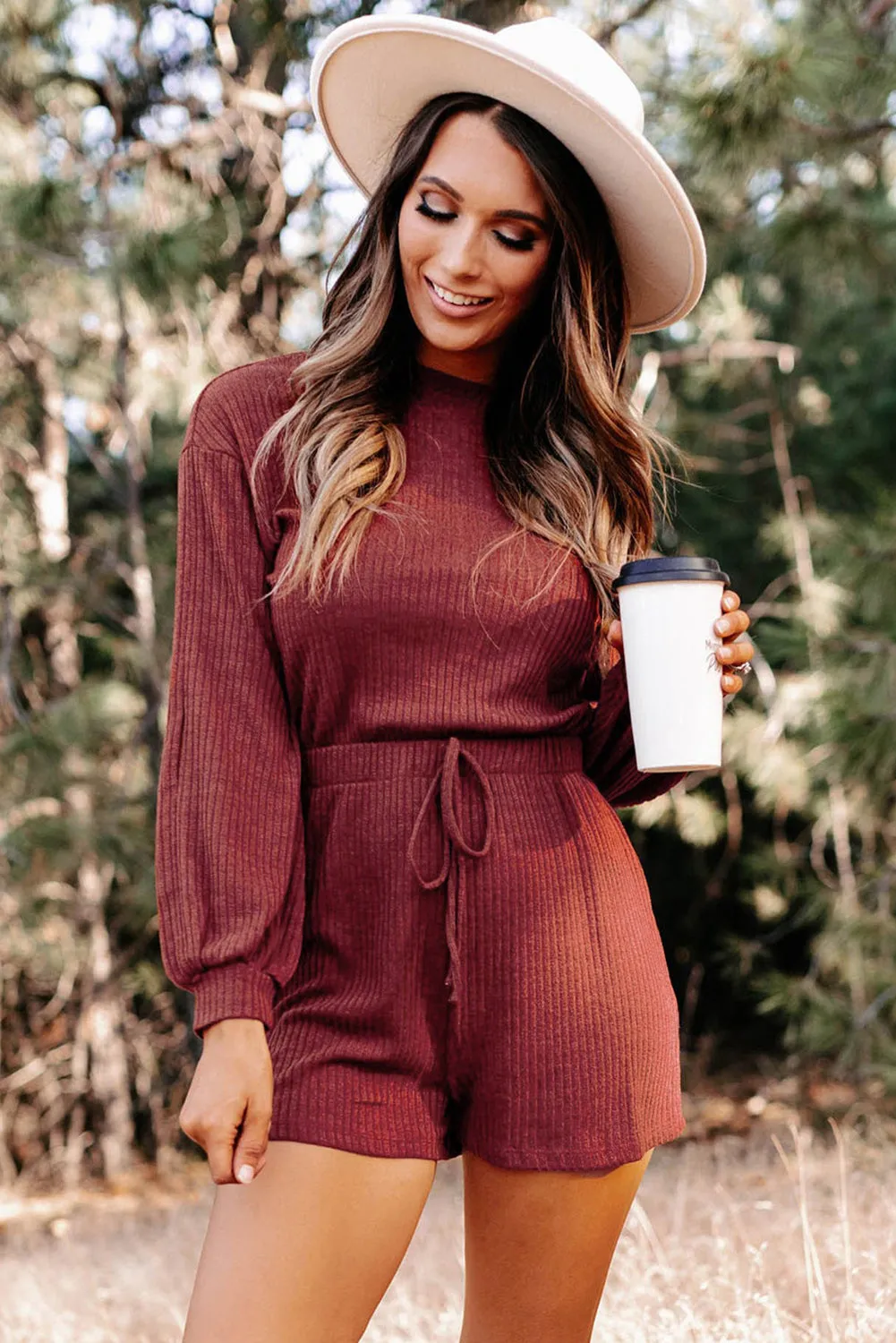 Open Back Long Sleeve Romper