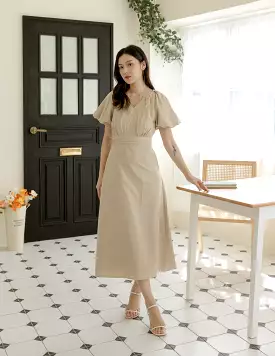 Ophelia Midi Dress in Sand