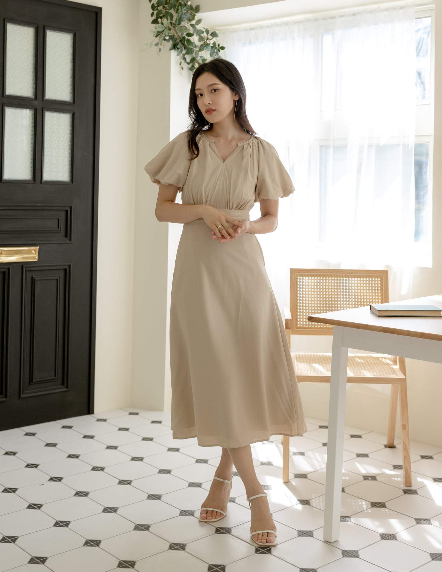 Ophelia Midi Dress in Sand