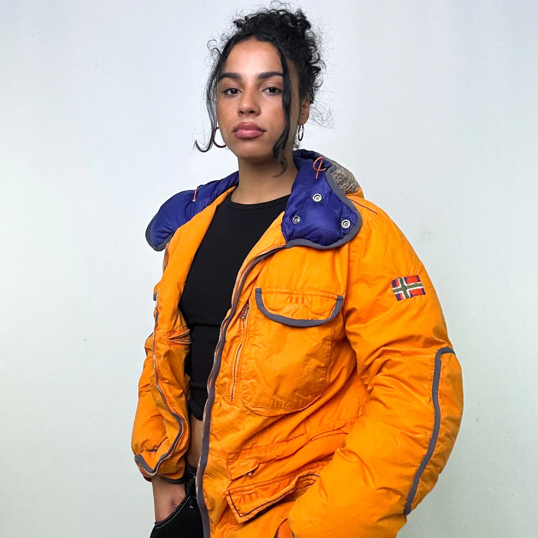 Orange 90s Napapijri Puffer Jacket Coat (XL)