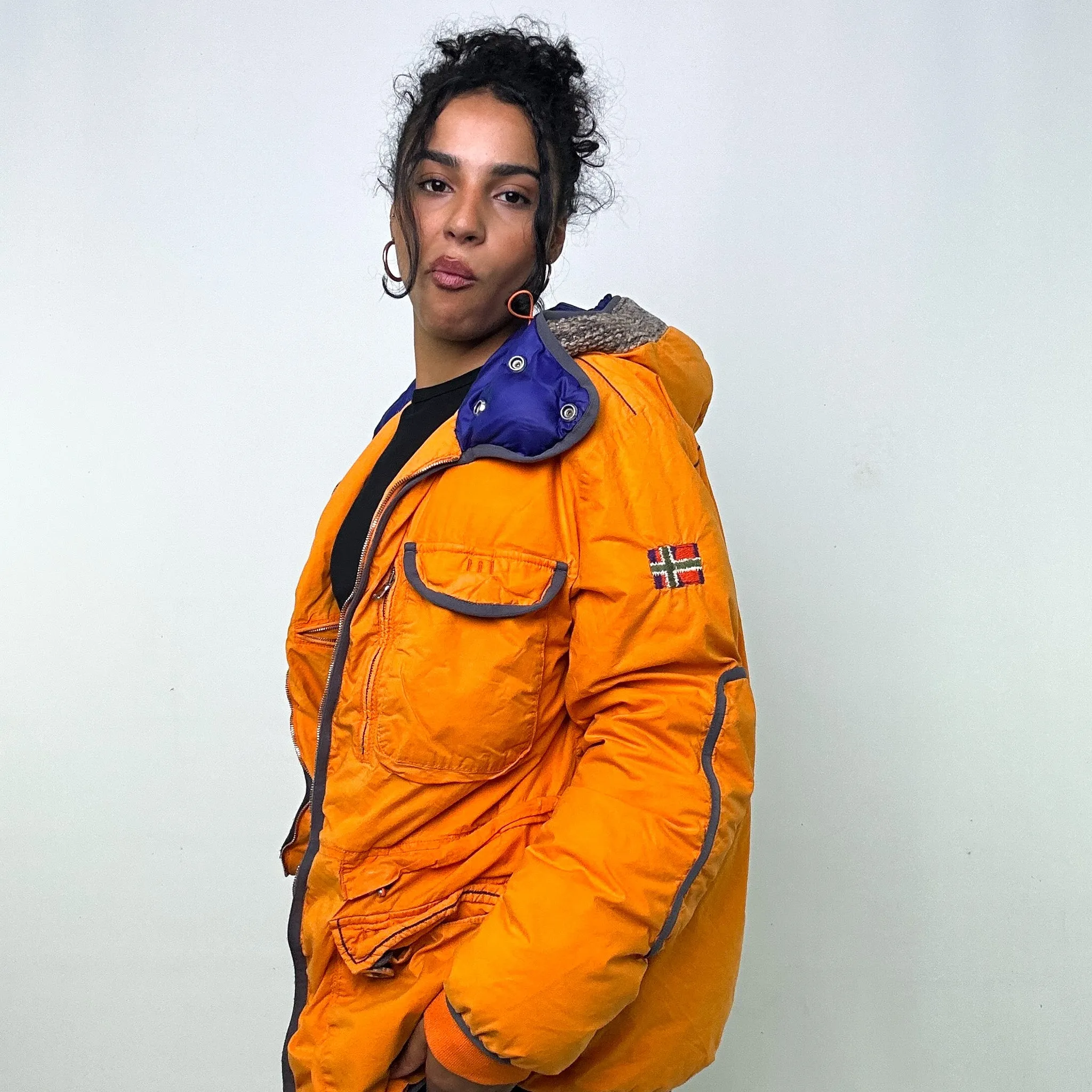 Orange 90s Napapijri Puffer Jacket Coat (XL)