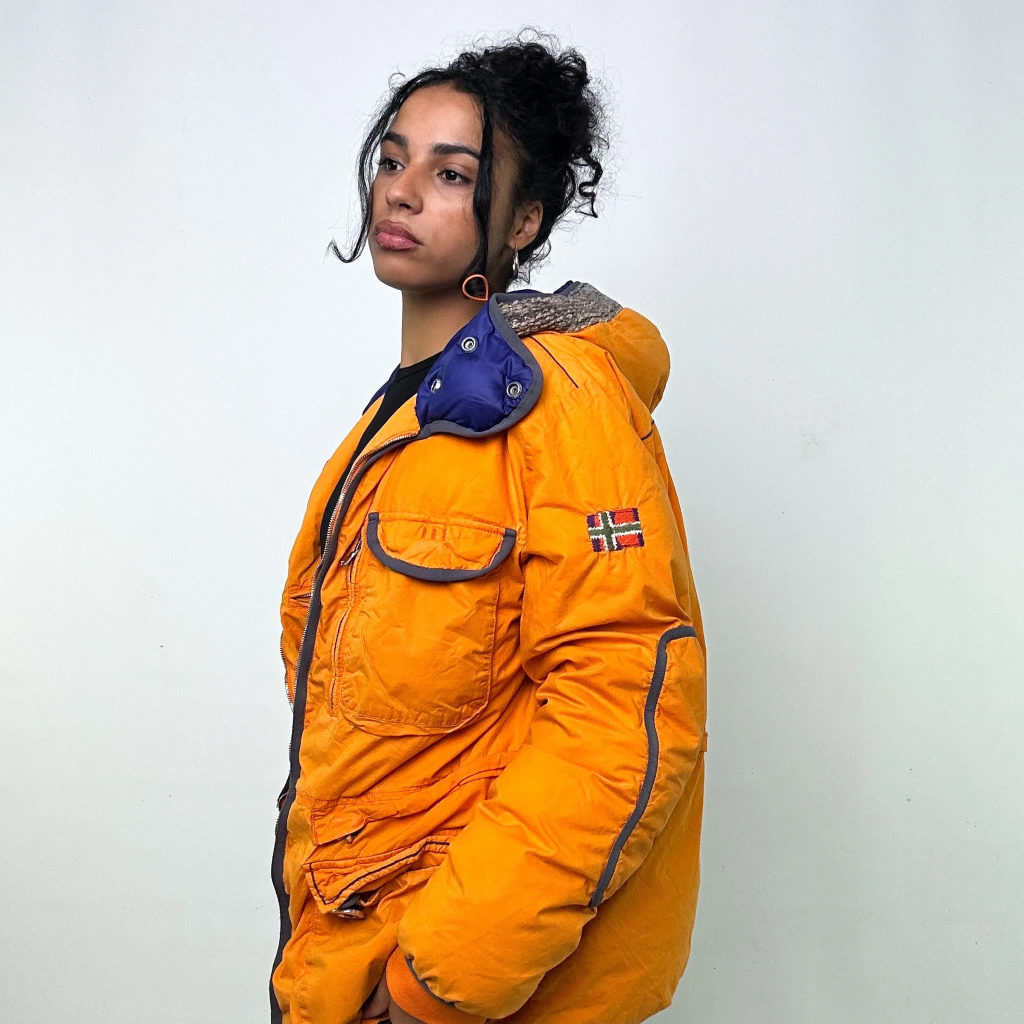 Orange 90s Napapijri Puffer Jacket Coat (XL)