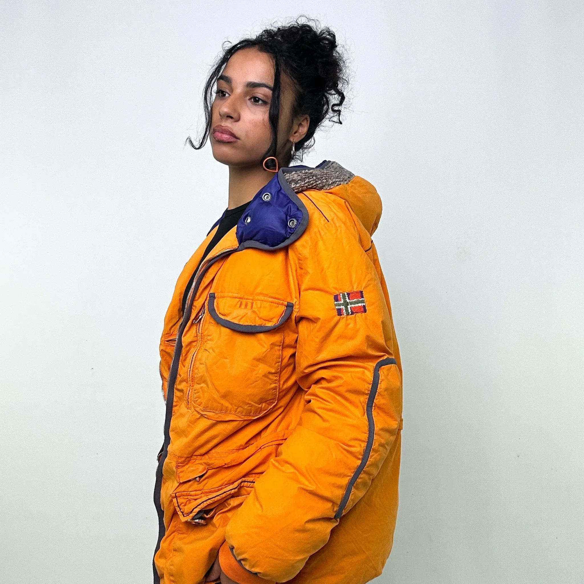 Orange 90s Napapijri Puffer Jacket Coat (XL)