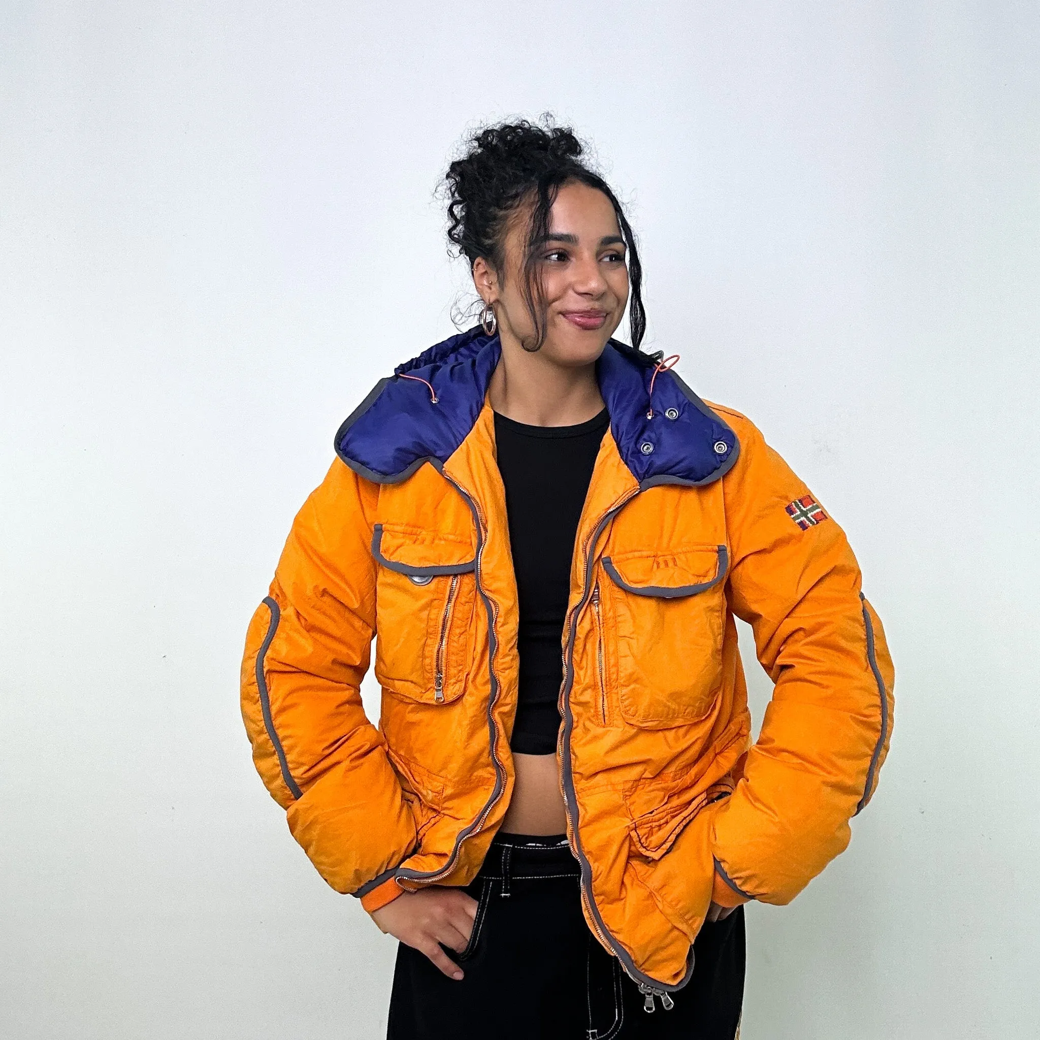 Orange 90s Napapijri Puffer Jacket Coat (XL)