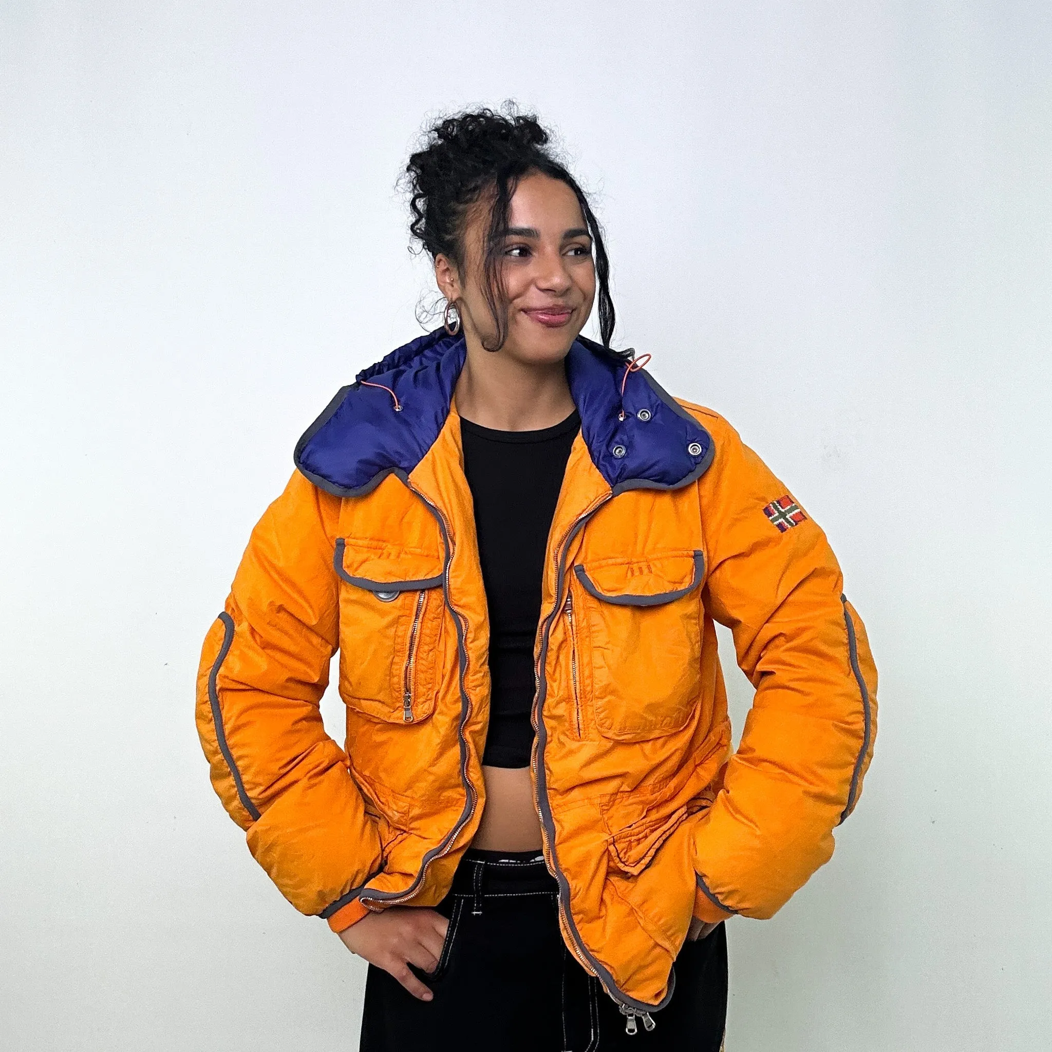 Orange 90s Napapijri Puffer Jacket Coat (XL)