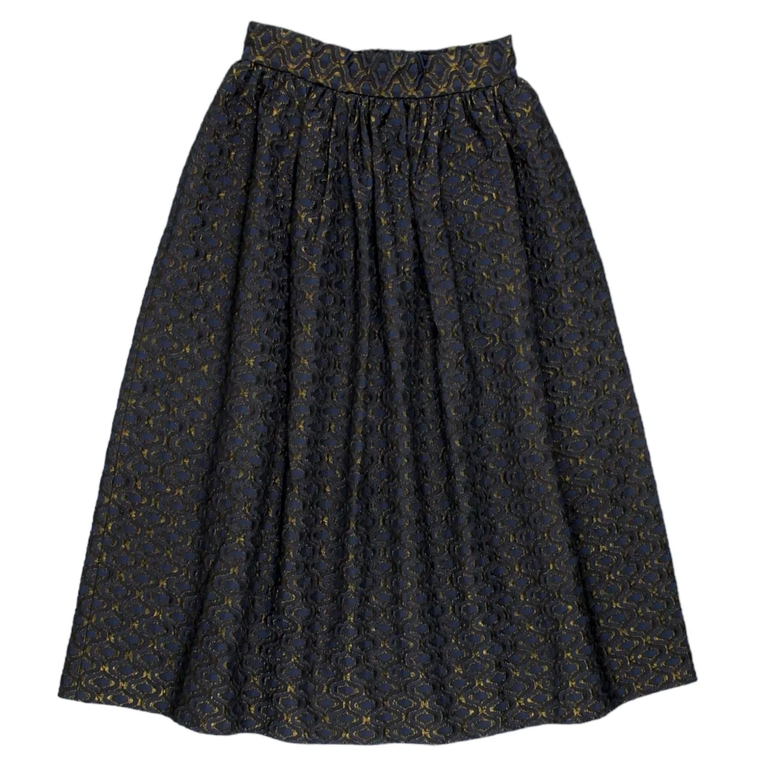 Orla Kiely Blue/Gold Jacquard Skirt