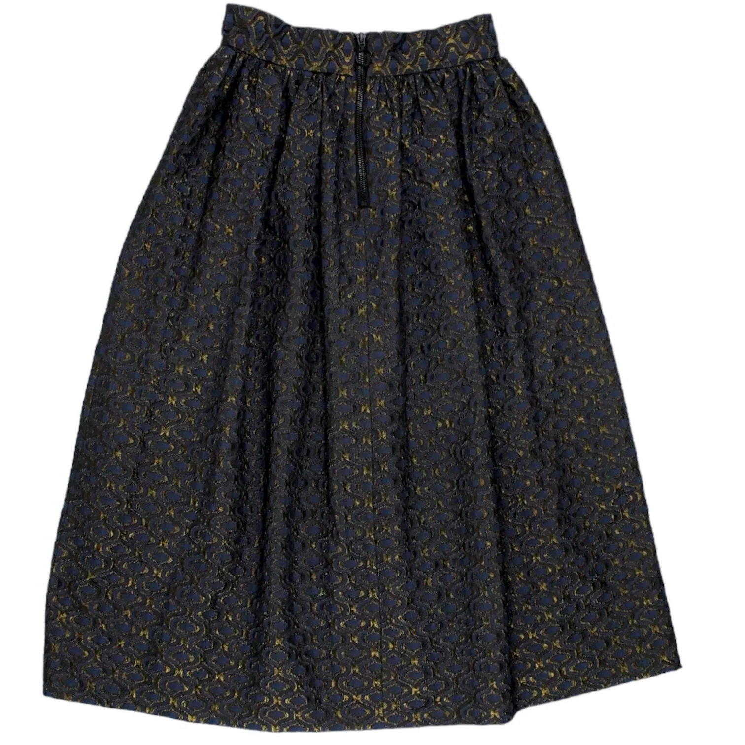 Orla Kiely Blue/Gold Jacquard Skirt