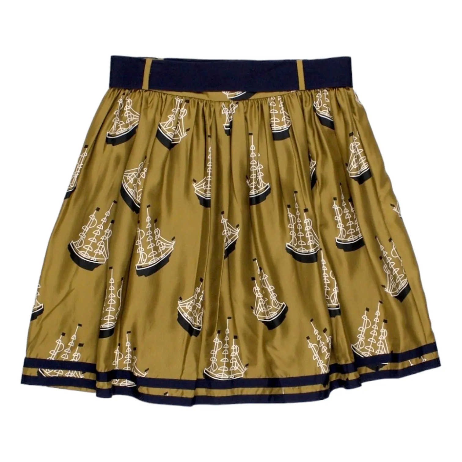 Orla Kiely Brown Ship Print Skirt