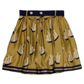 Orla Kiely Brown Ship Print Skirt