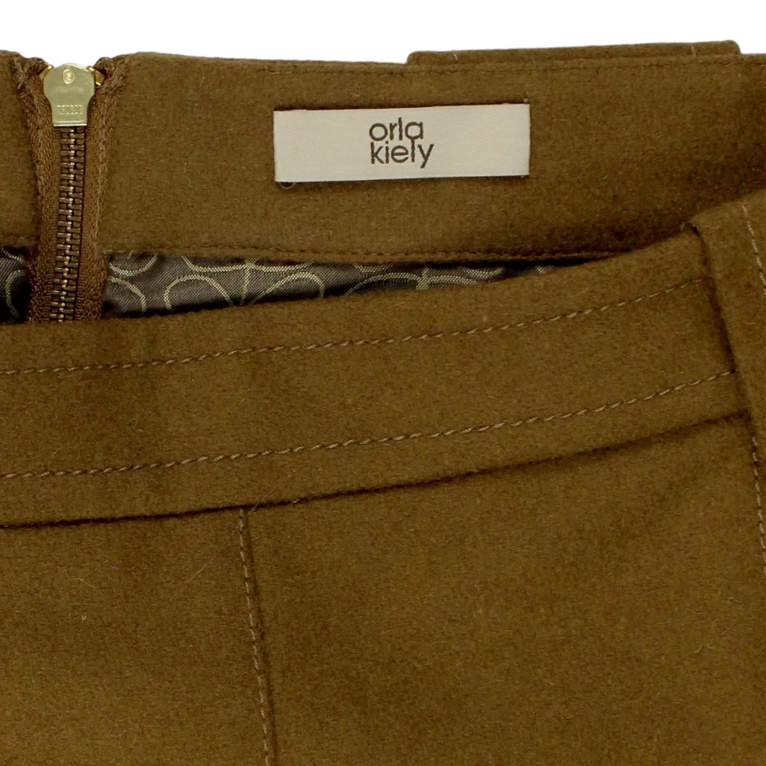 Orla Kiely Camel Wool A-Line Skirt