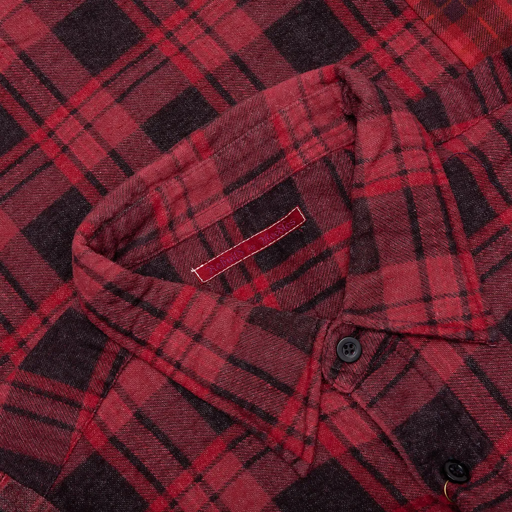 Over Dye 7 Cuts Wide Shirt - Red