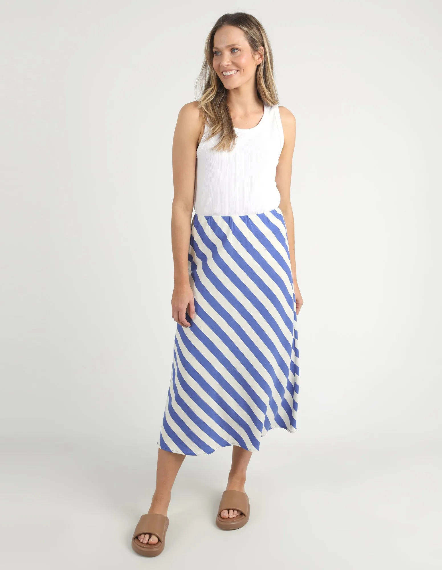 Palermo Stripe Skirt Blue/Marshmallow