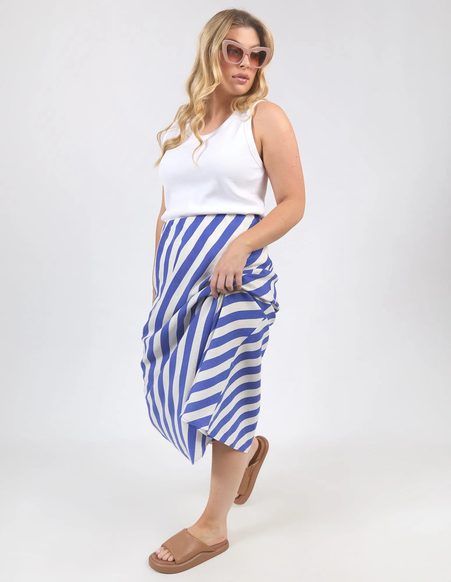 Palermo Stripe Skirt Blue/Marshmallow