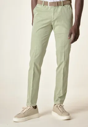 Pantalone verde risvolto cotone stretch slim fit