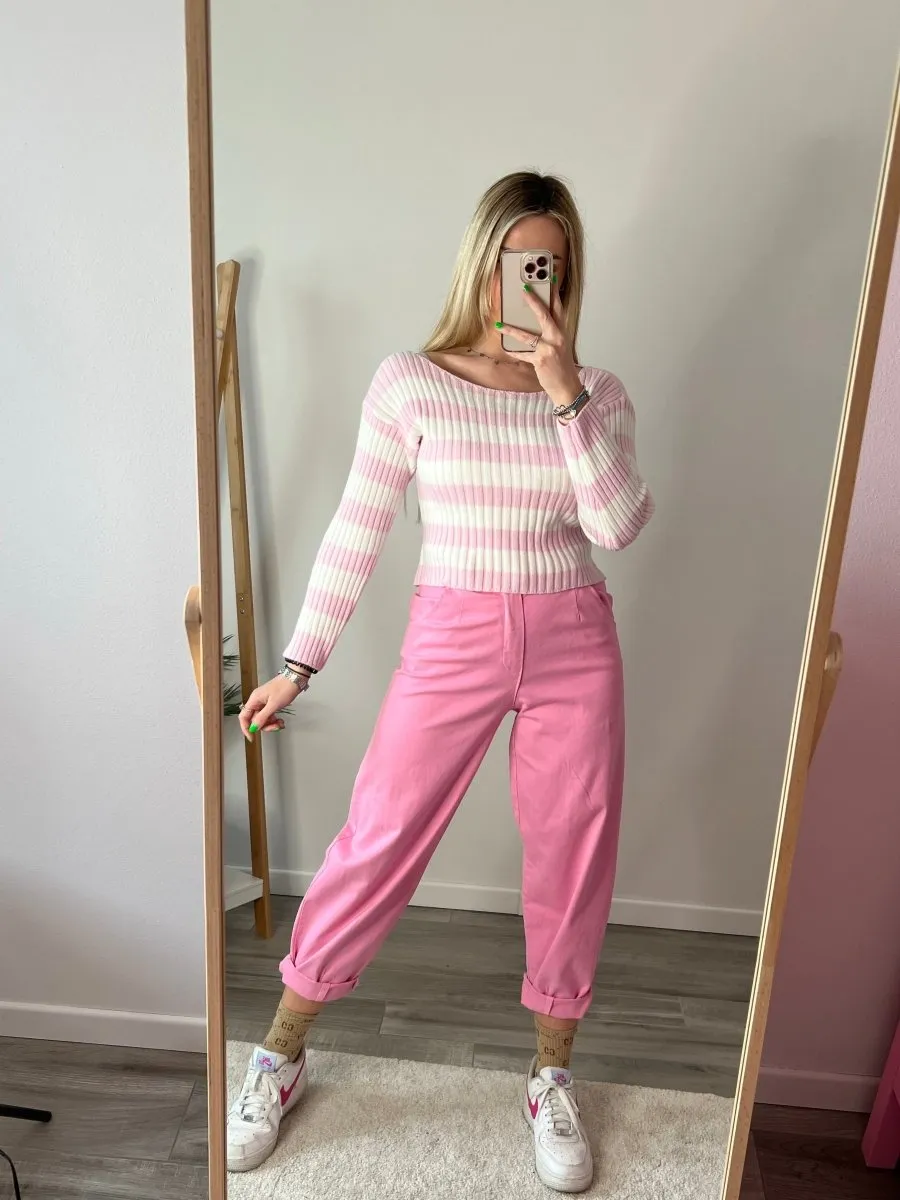 Pantaloni baggy rosa