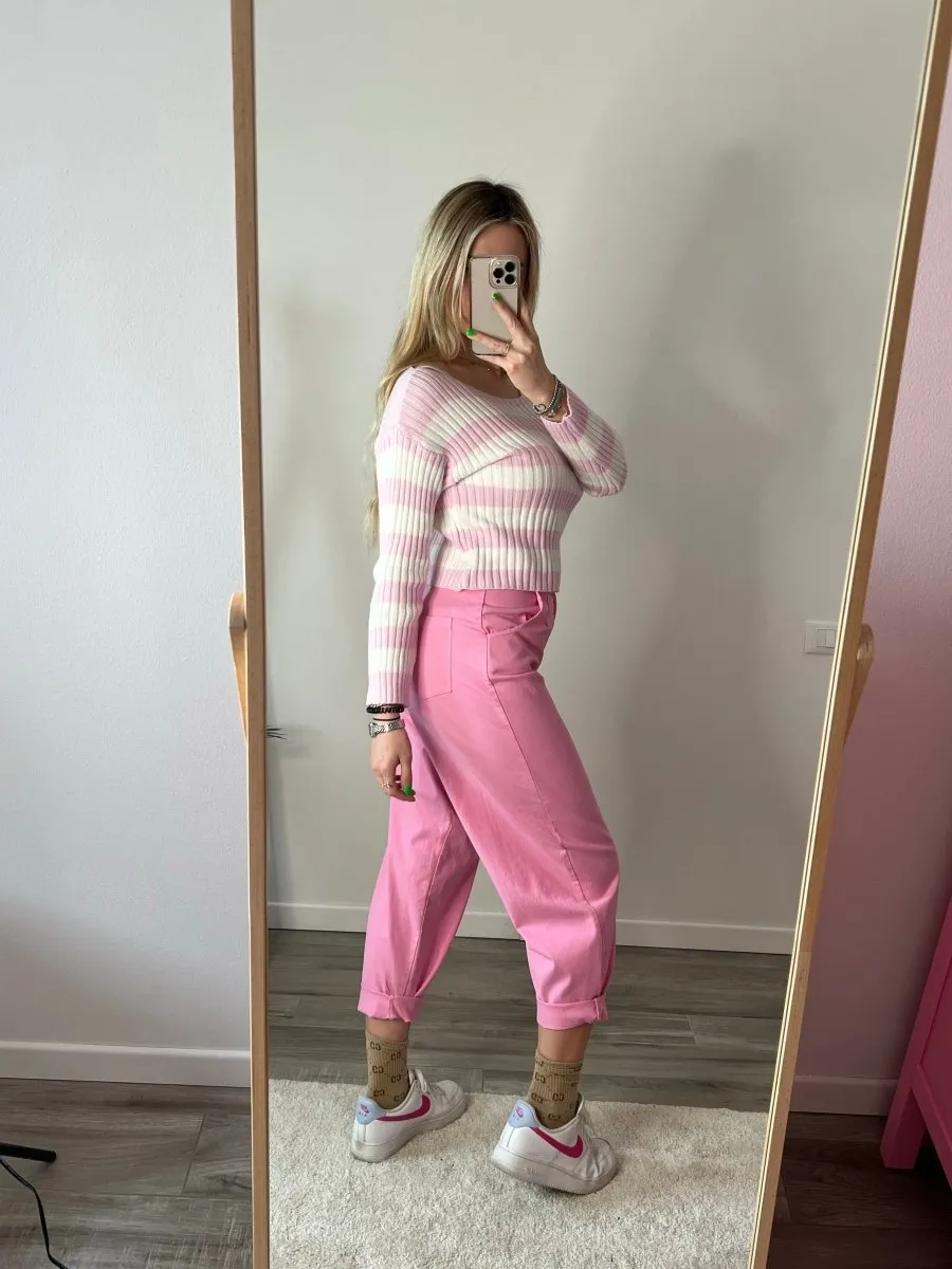 Pantaloni baggy rosa