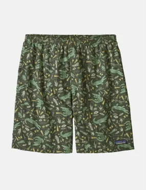 Patagonia Baggies Longs Shorts (7) - Alligators and Bullfrogs: Kale Green