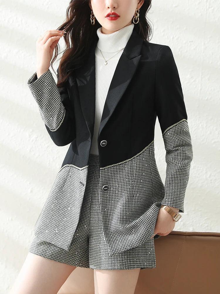 Patchwork Sequin Formal Women Pant Suit