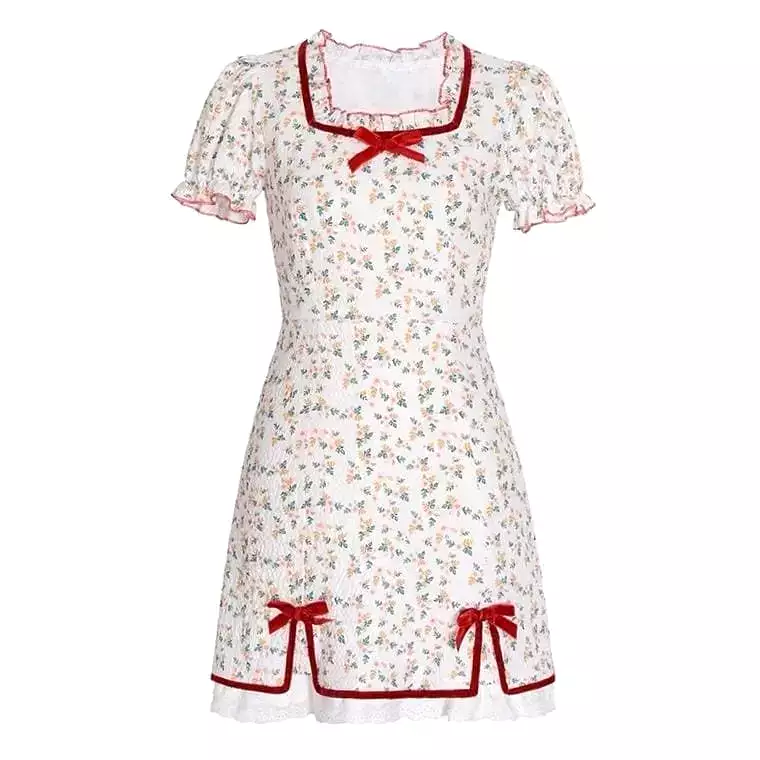 Petal Forest Kawaii Princess Floral Cottage Mini Dress