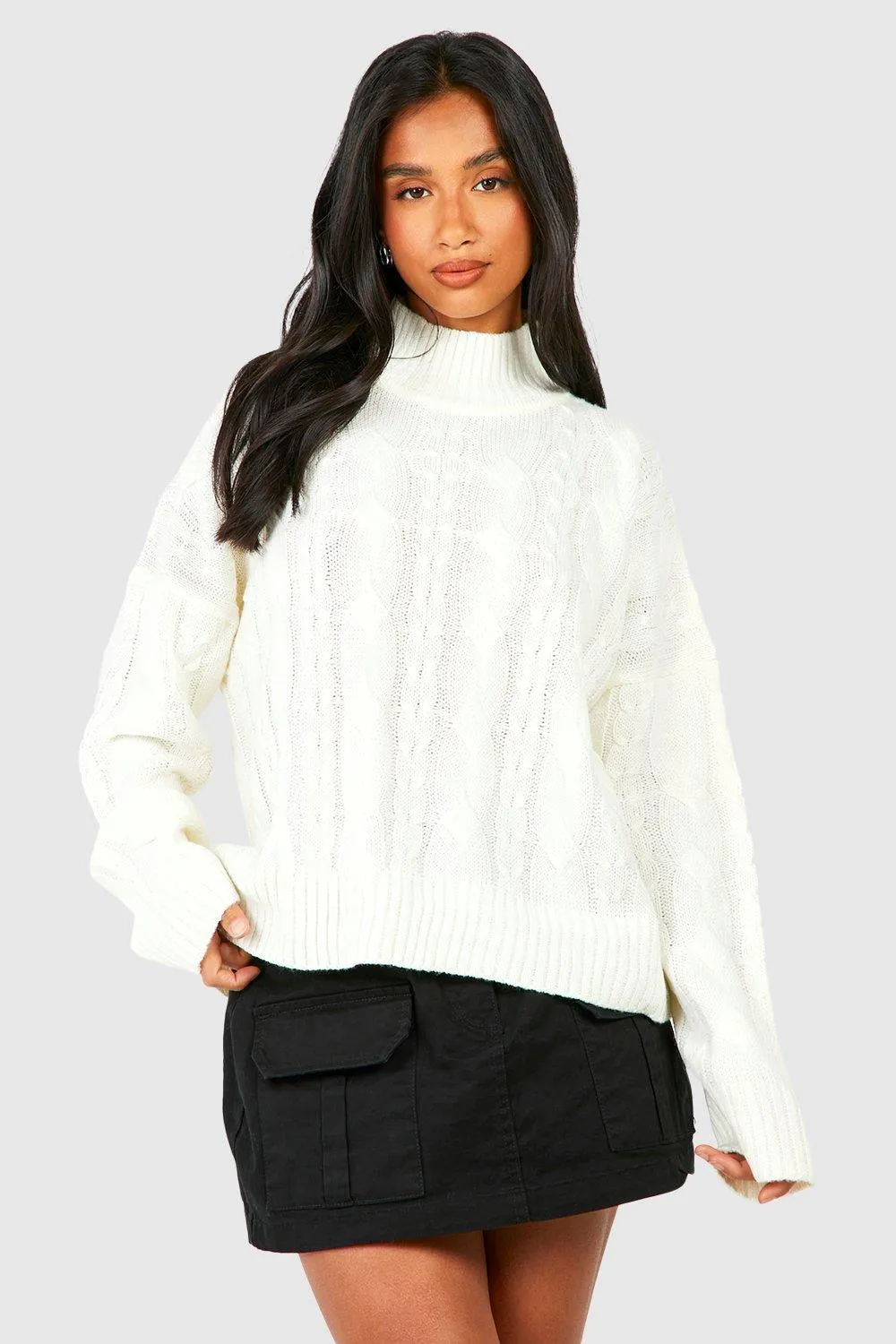 Petite Turtleneck Cable Sweater