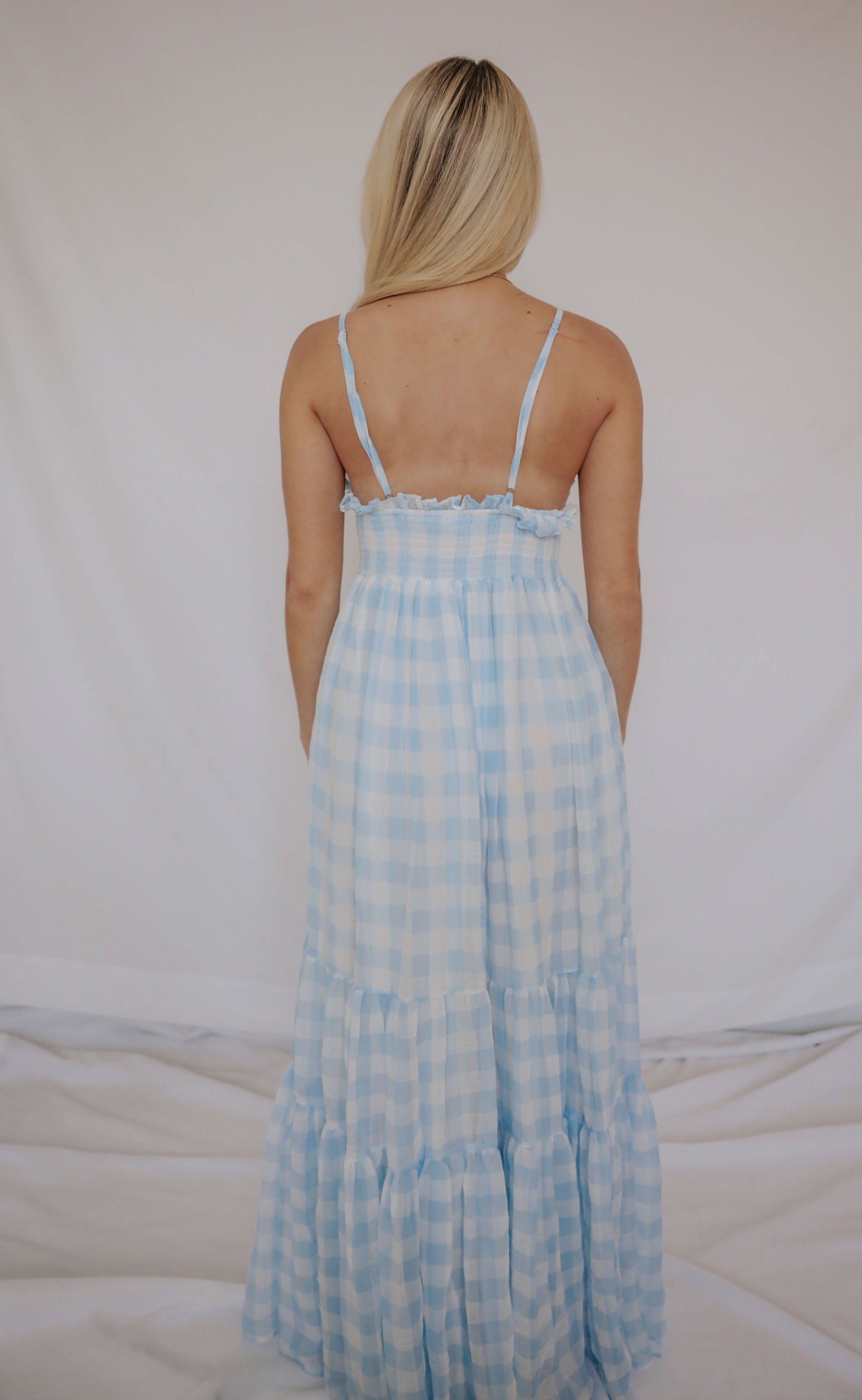 piece of me plaid maxi dress - blue